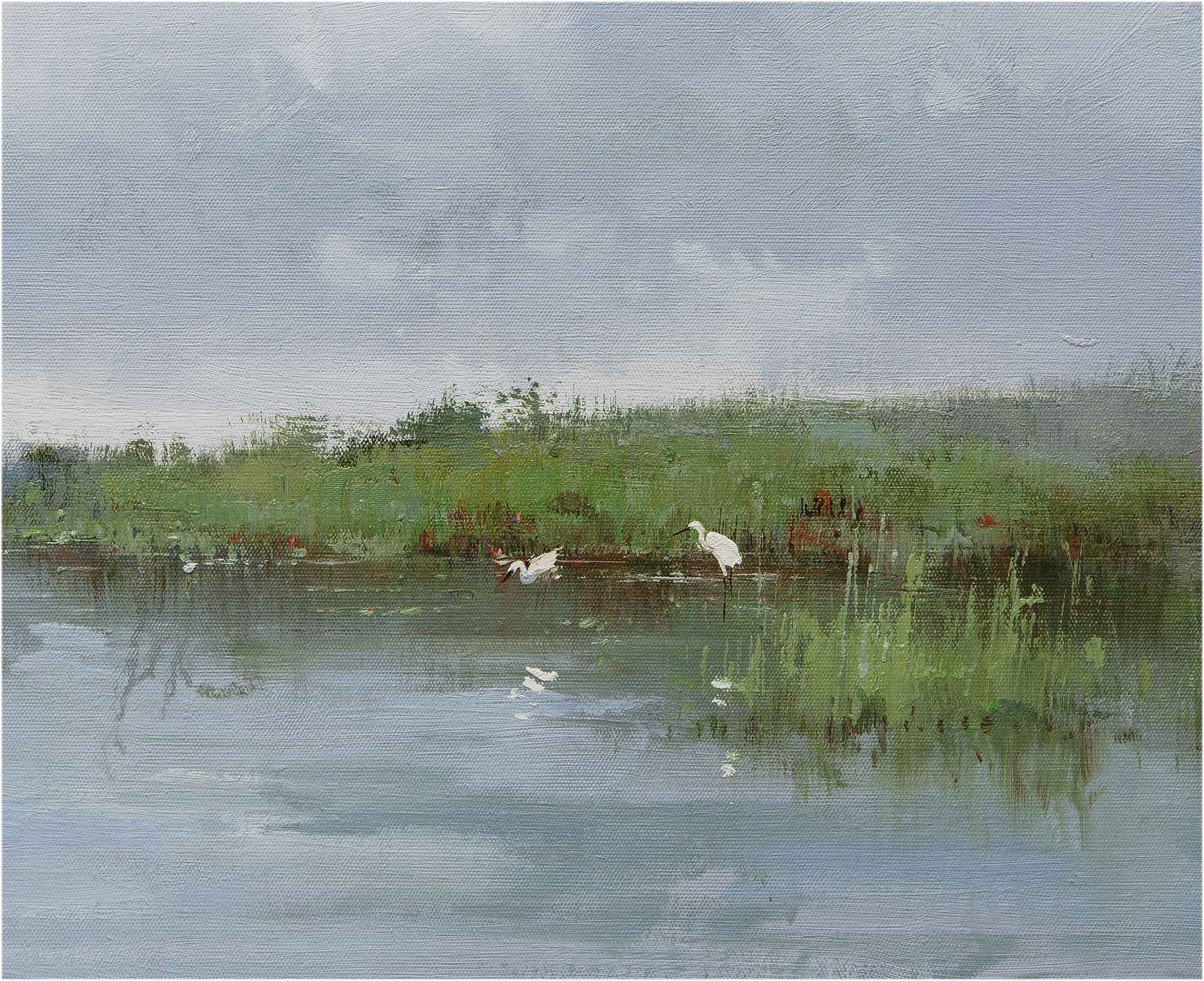Giclee on Canvas-Modern Egrets in Open Water Artwork 823901 image 2