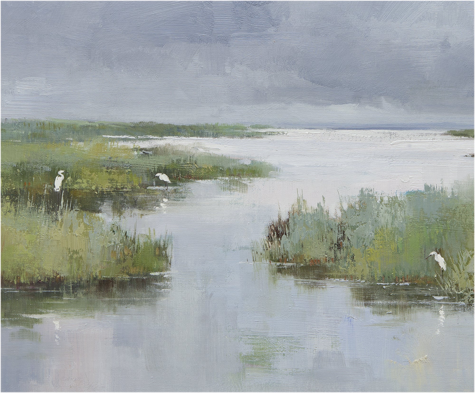 Giclee on Canvas-Modern Egrets Marsh Landscape  Artwork 823920 image 2