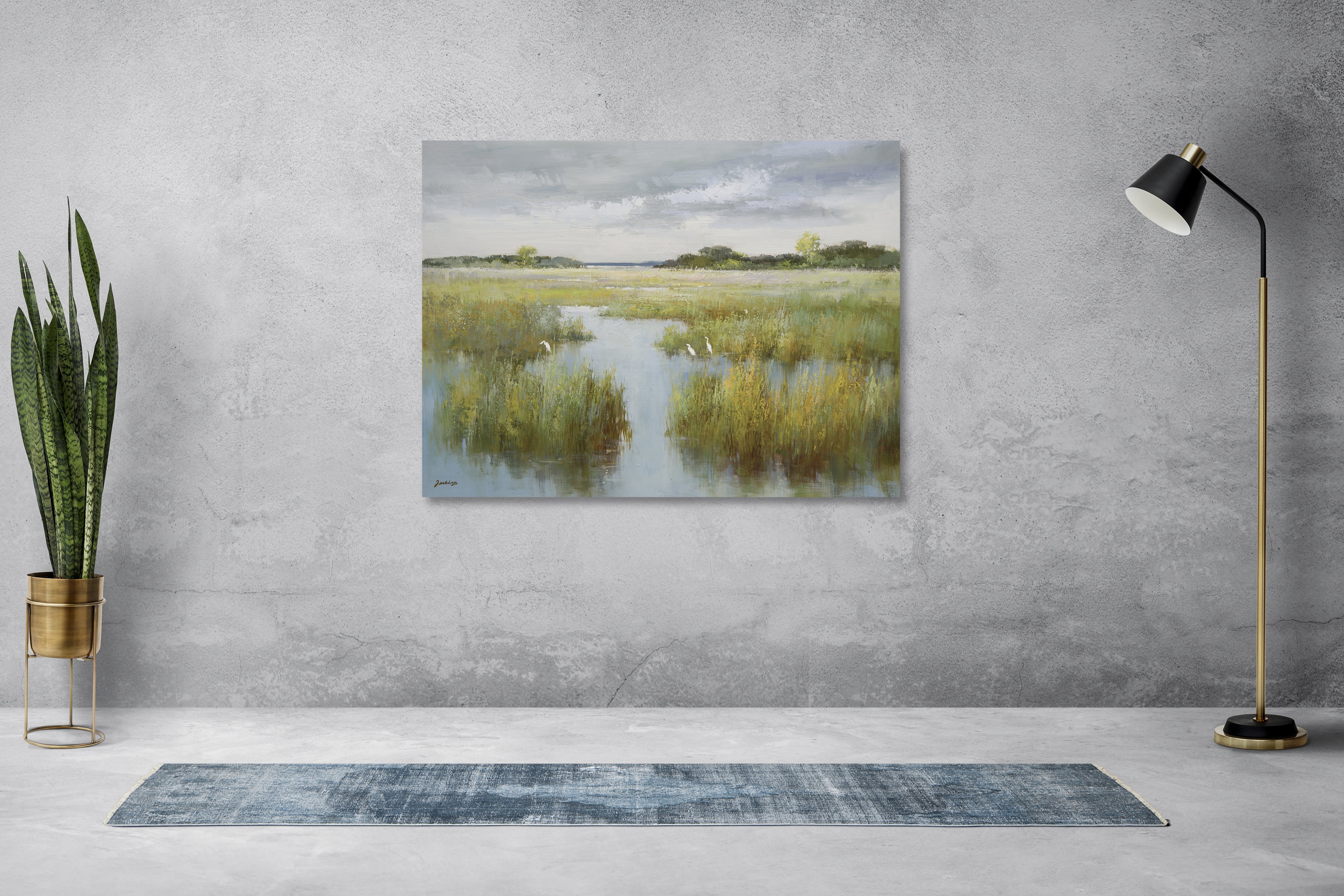 Giclee on Canvas-Modern Green Marsh Landscape Artwork 823708 P23707 image 1