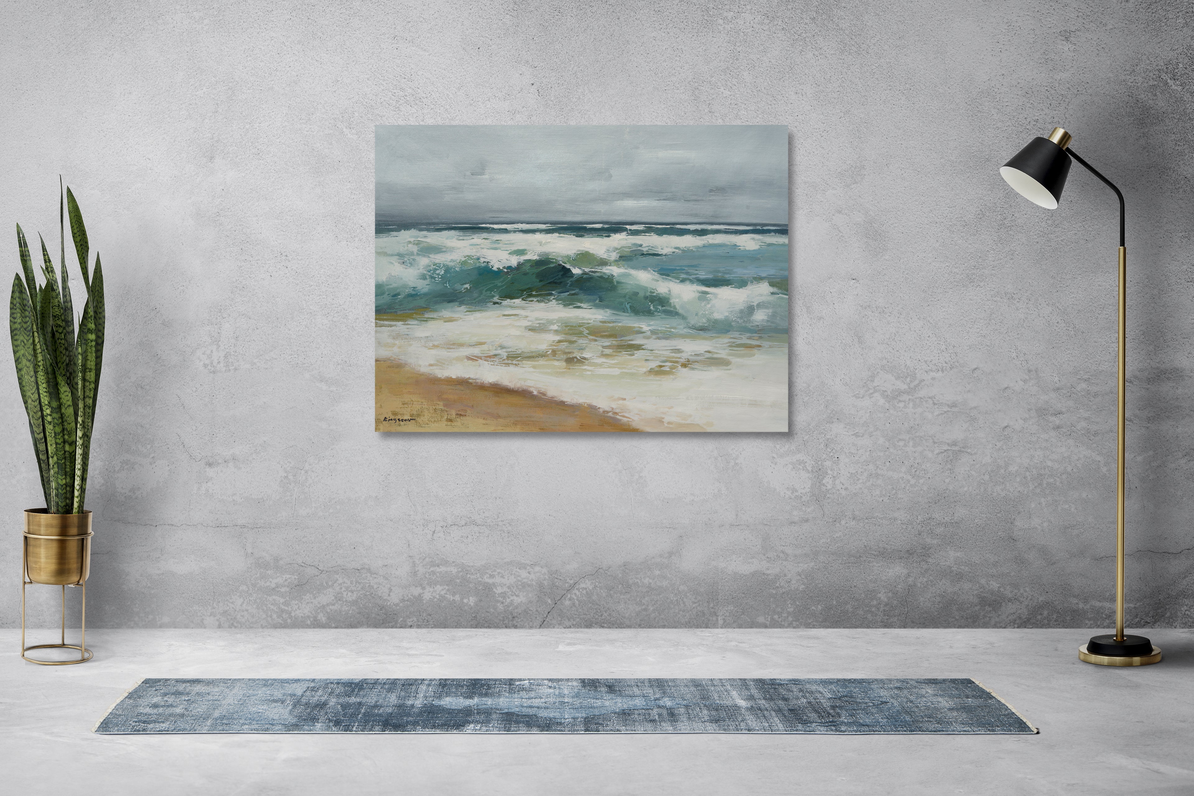 Giclee on Canvas-Modern Beach Ocean Wave Artwork 823709 image 1