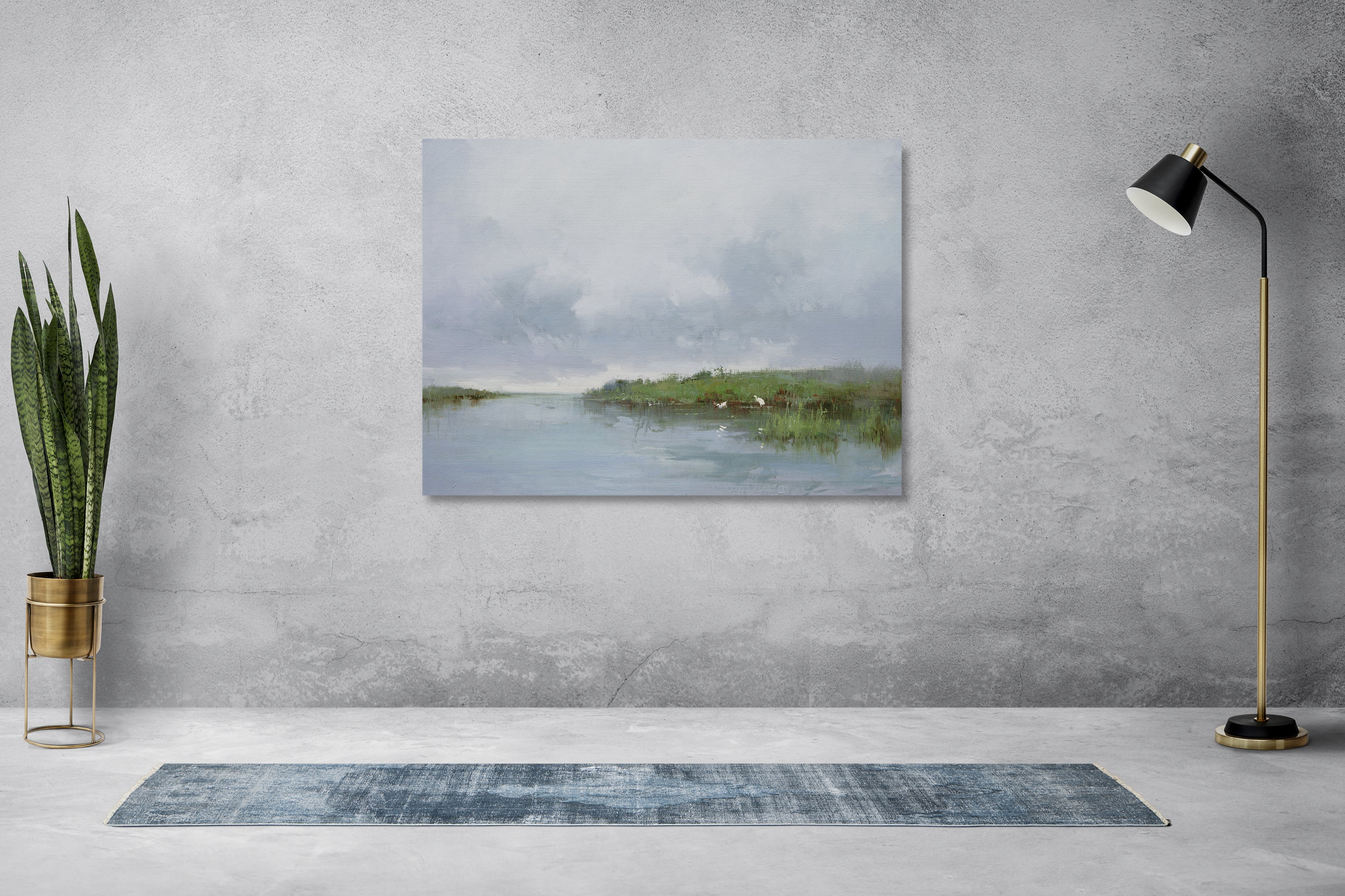 Giclee on Canvas-Modern Egrets in Open Water Artwork 823901 image 1