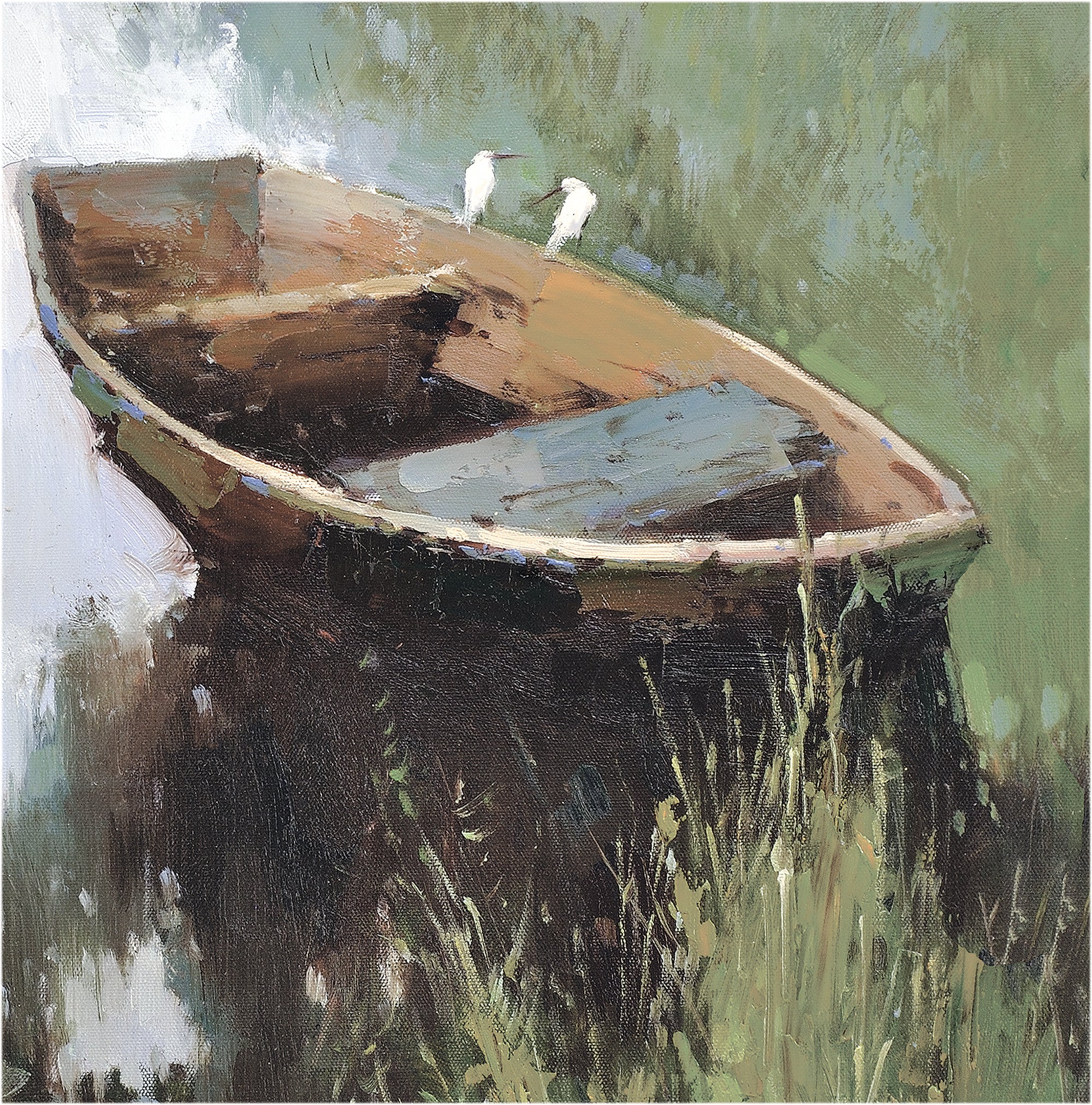 Giclee on Canvas-Modern River &Boat Artwork G3241 image 1
