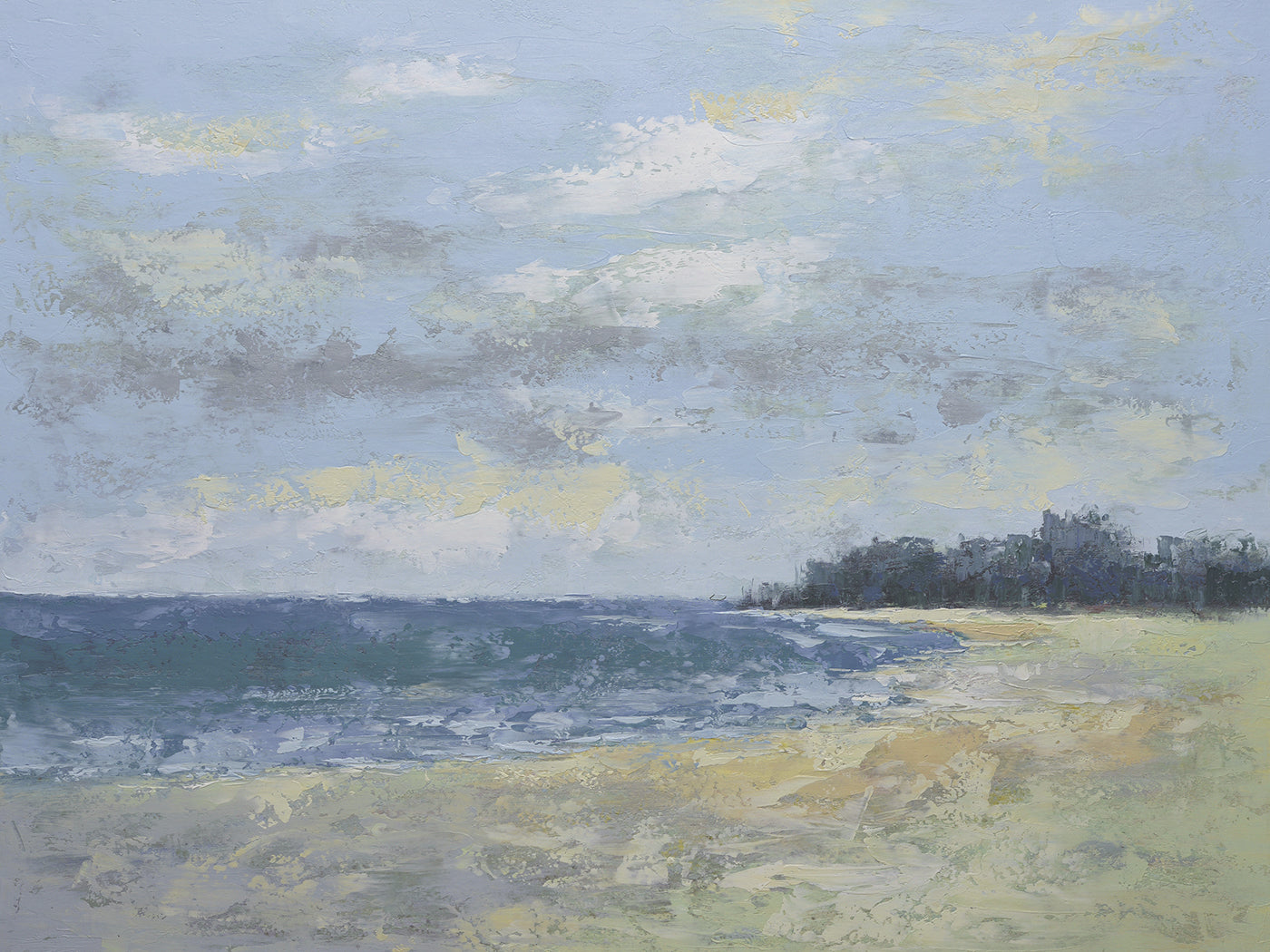Studio art 36X48 largeoil painting of sandy beach S-81912608 image 0