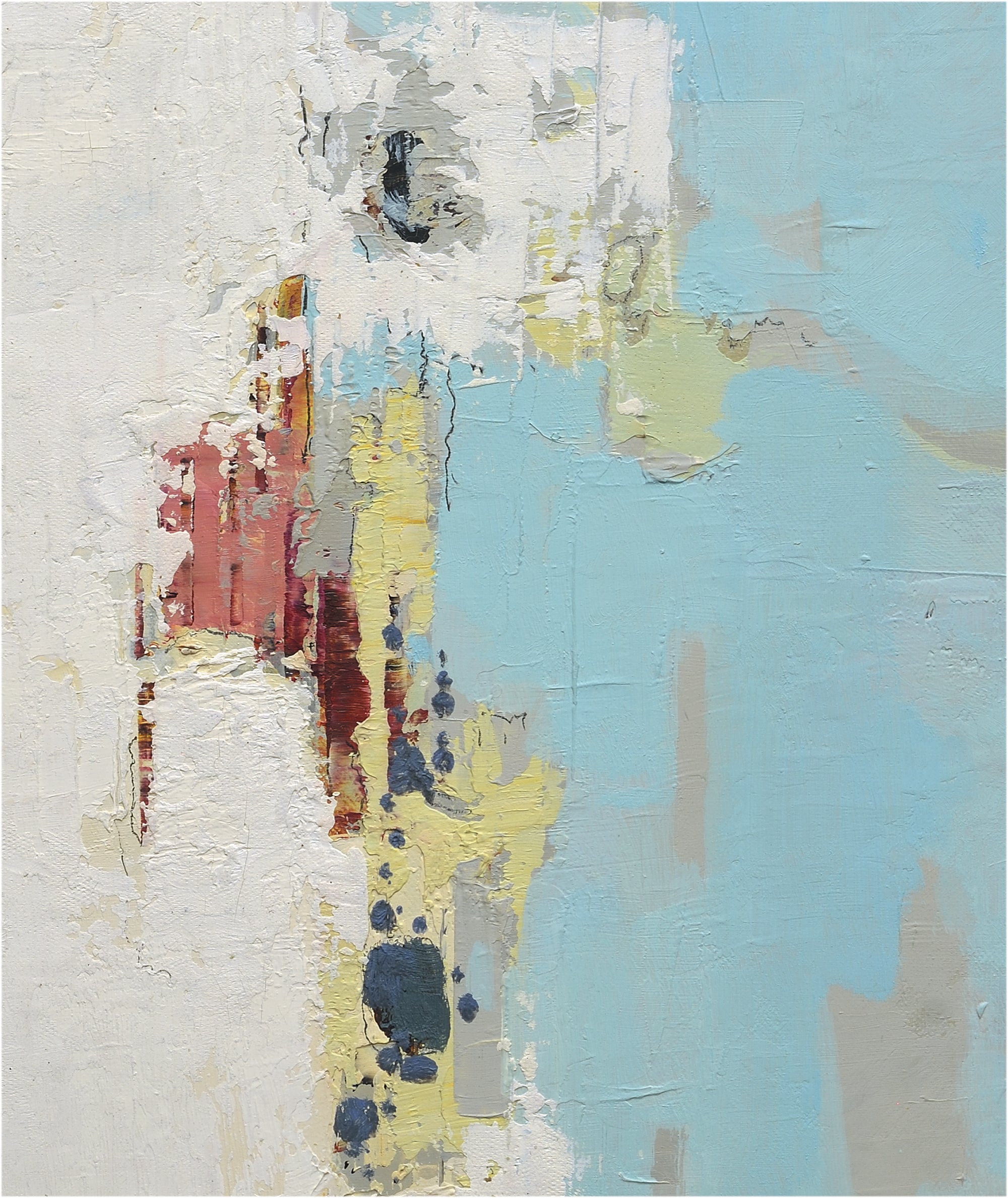 Giclee on Canvas-Modern White Gray &Blue Abstract Artwork 8-4210405 image 3