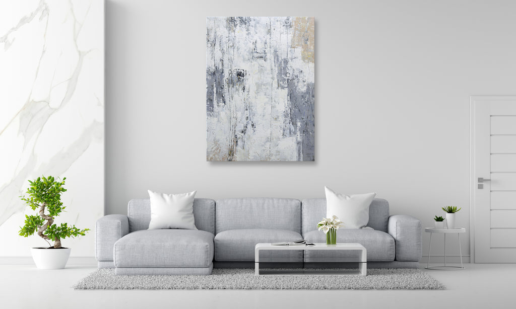 Giclée on Canvas-Modern Gray &White Abstract Artwork P23741 image 4