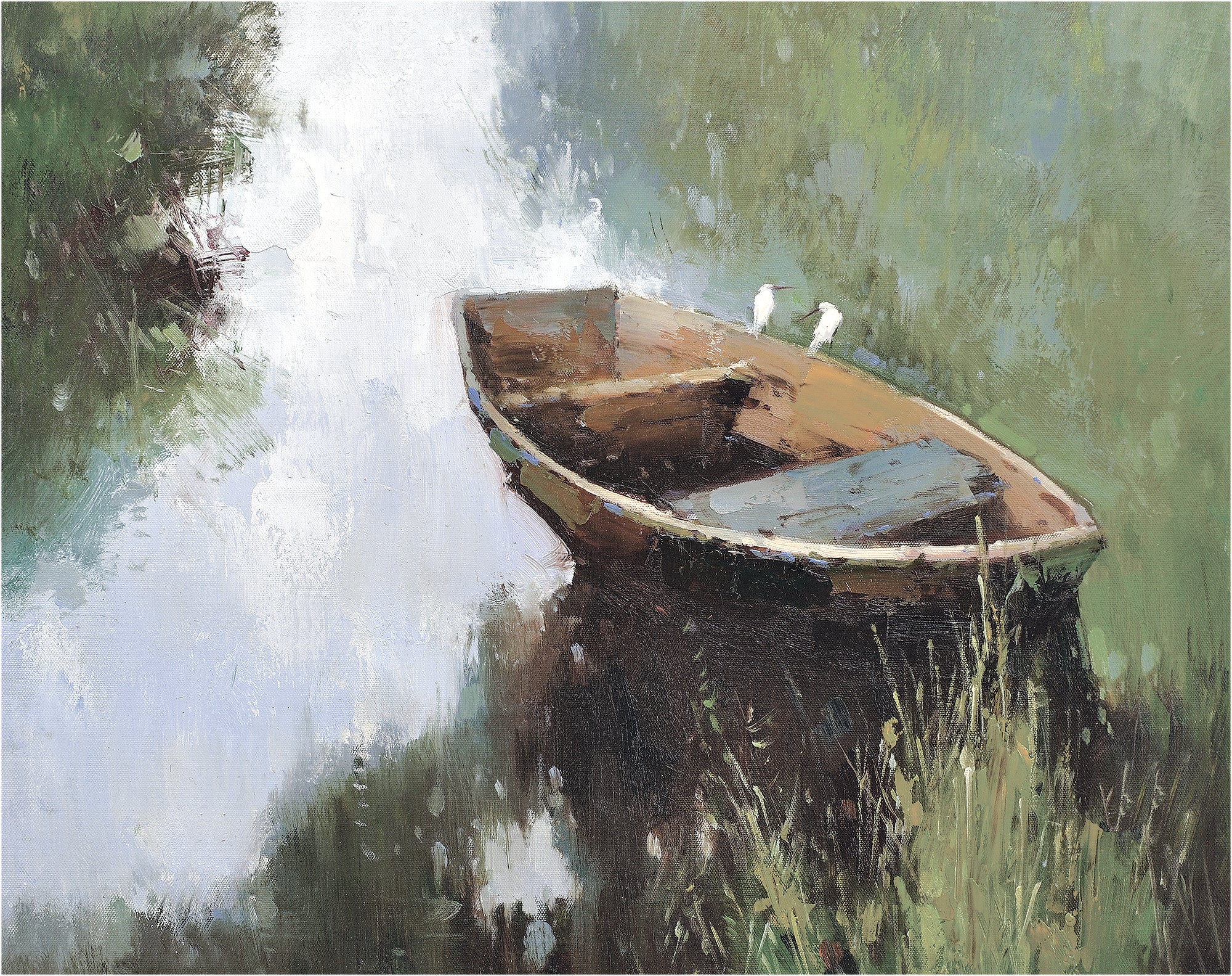 Giclee on Canvas-Modern River &Boat Artwork G3241 image 2