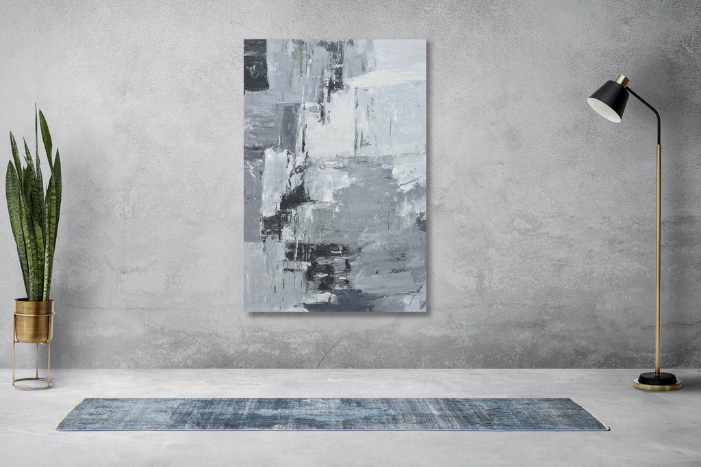 Giclée on Canvas-Modern Gray &Black Theme Abstract Artwork 9220115 image 3