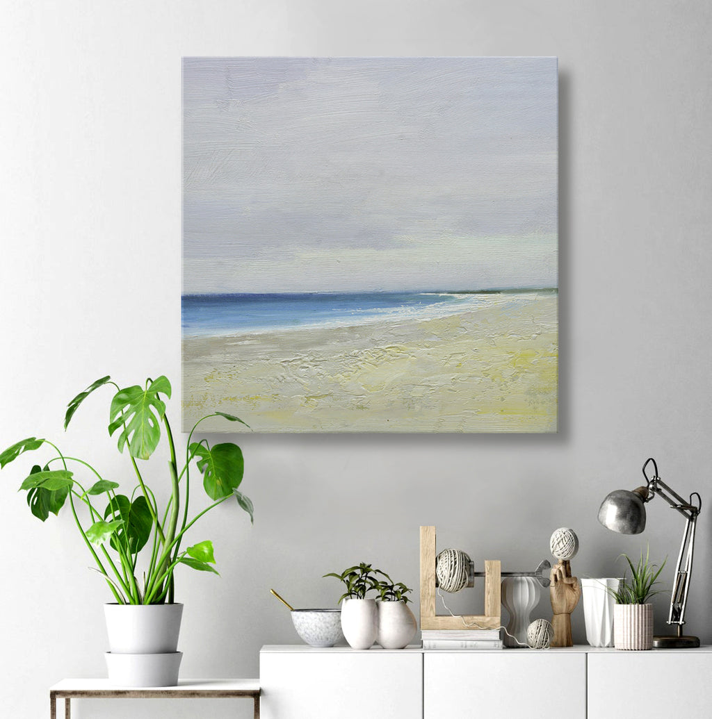 16x16 oil painting on canvas of white sand beach 22010512 image 1