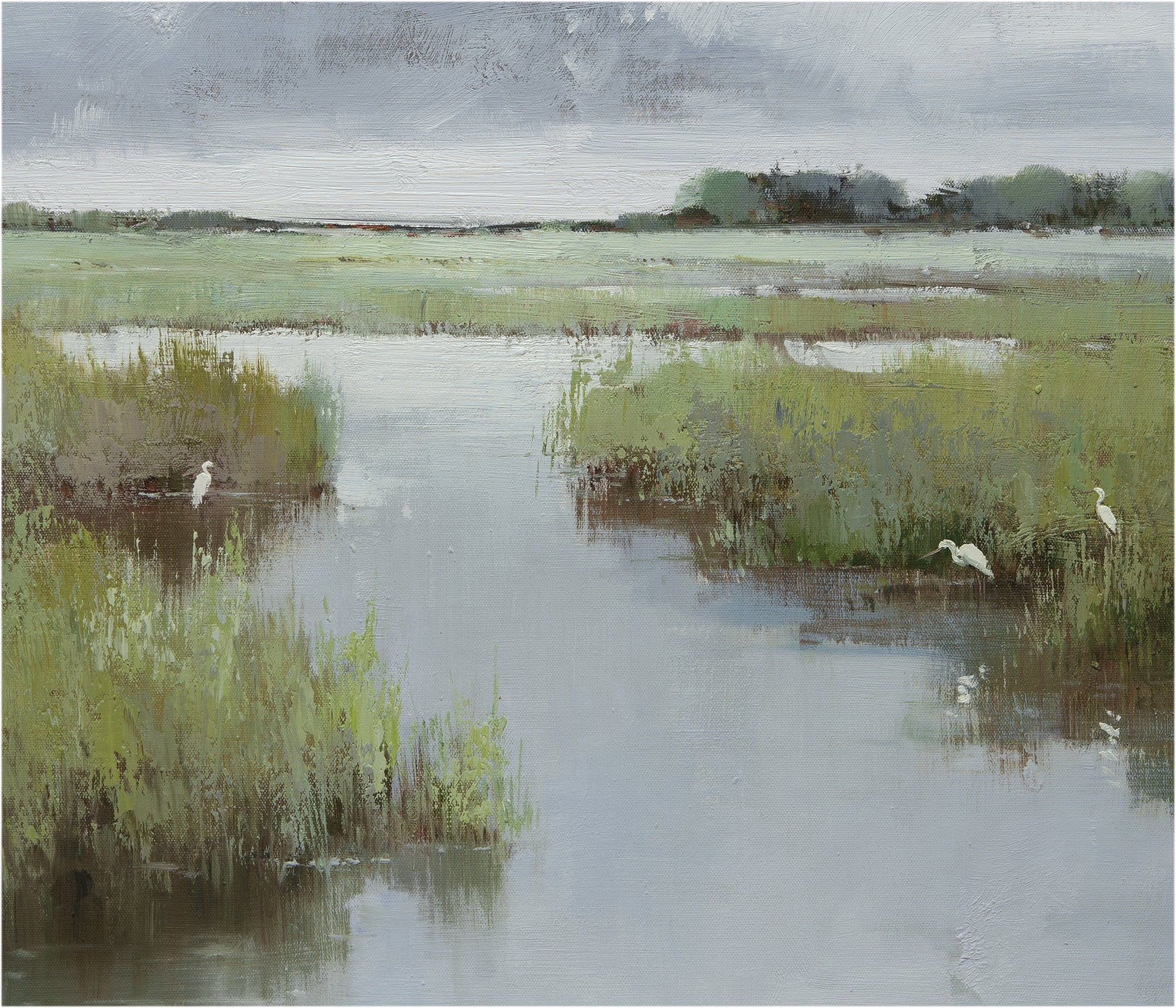 Giclee on Canvas-Modern Egrets Marsh Landscape  Artwork 823921 image 2