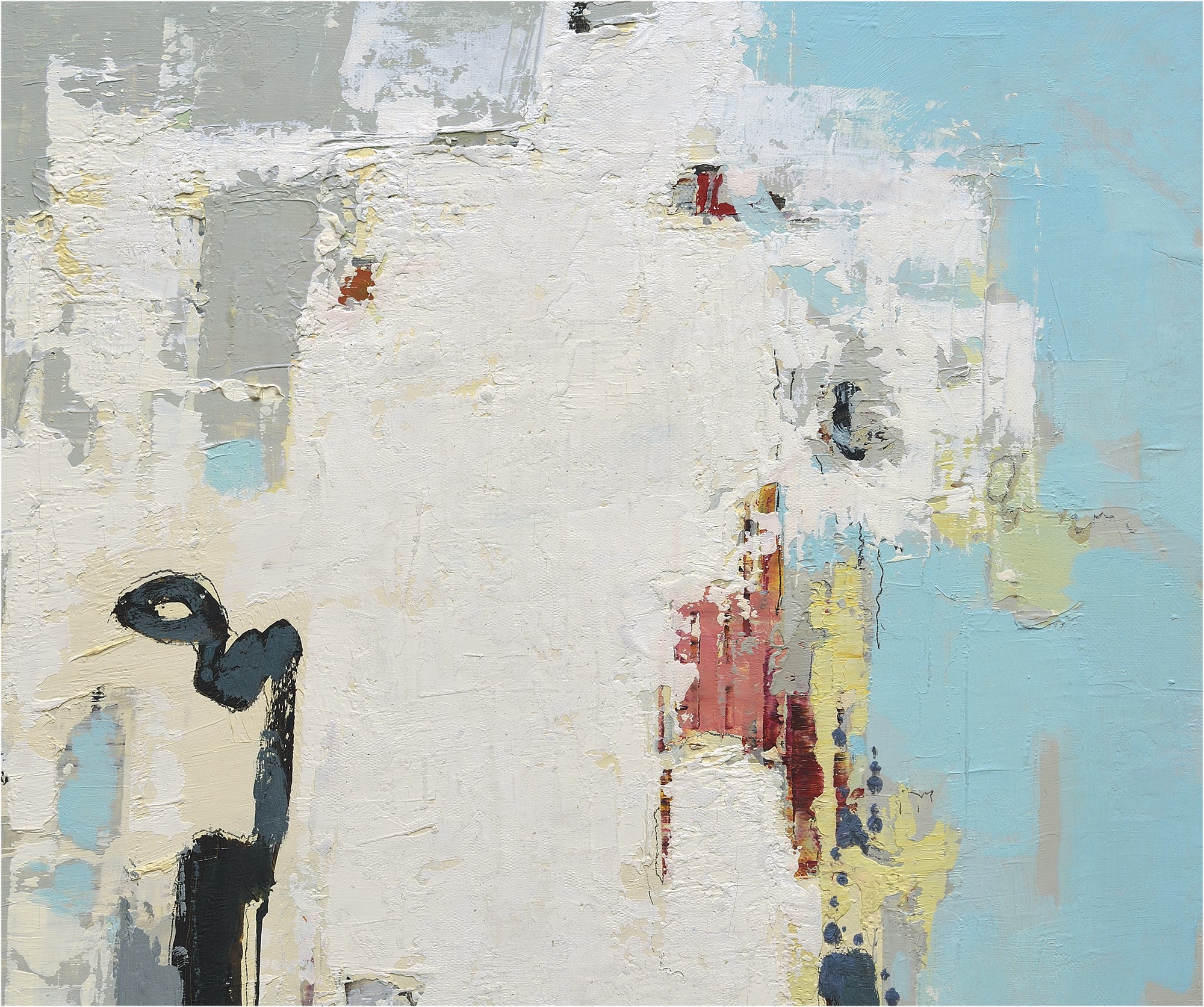 Giclee on Canvas-Modern White Gray &Blue Abstract Artwork 8-4210405 image 2