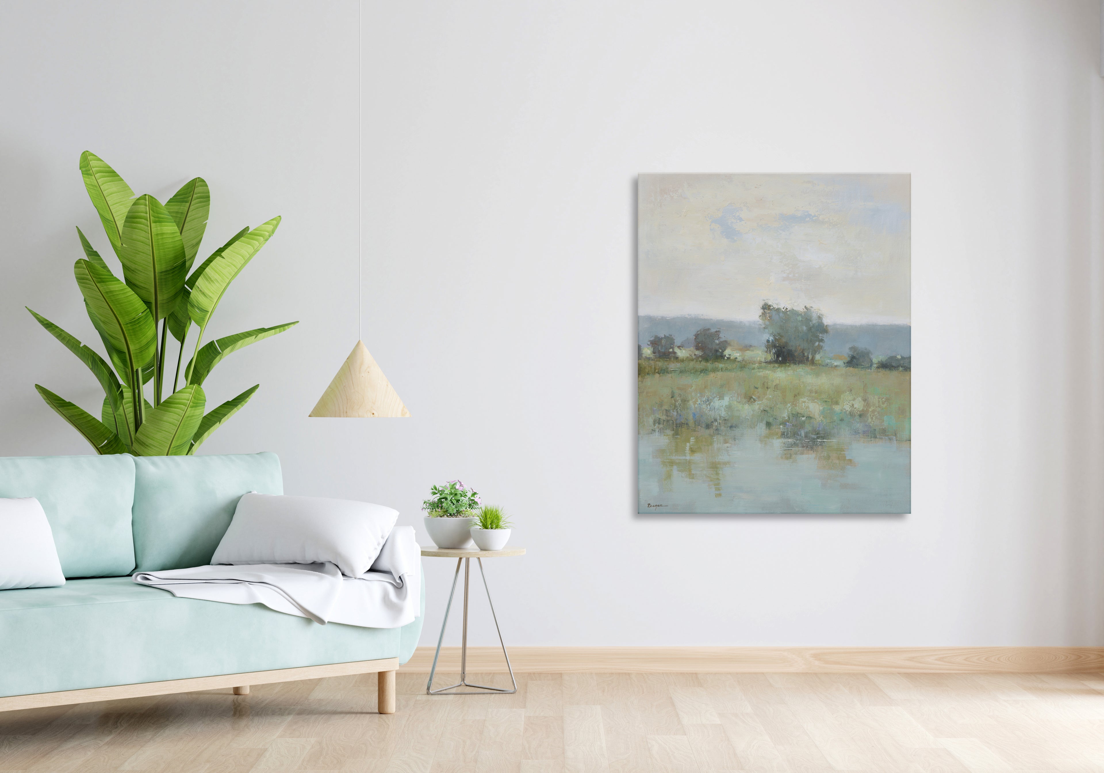 Canvas-Modern Field Marsh Landscape Artwork G2185a image 3