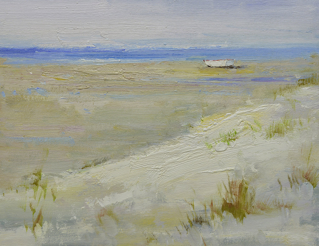 12x16 oil painting on canvas of little boat on beach 22010545 image 0