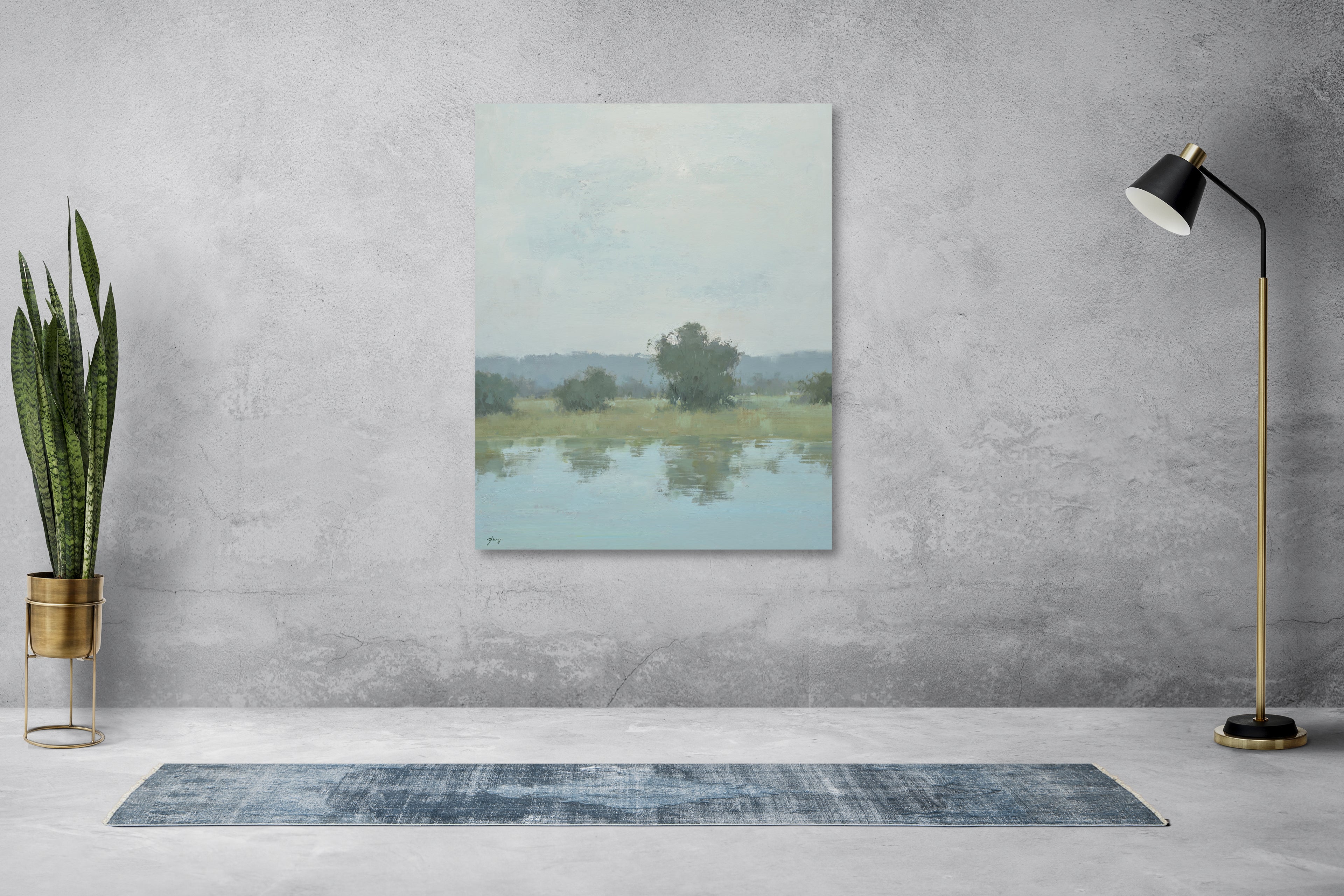 Giclée on Canvas-Modern Field Marsh Landscape Artwork G2185a image 3