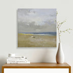 16x16 oil painting on canvas of little white boat on beach 22010516 image 1