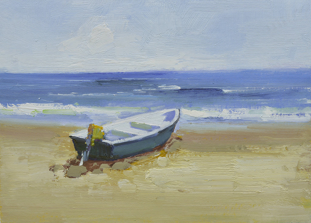 12x16 oil painting on canvas of little boat on beach 22010542 image 0