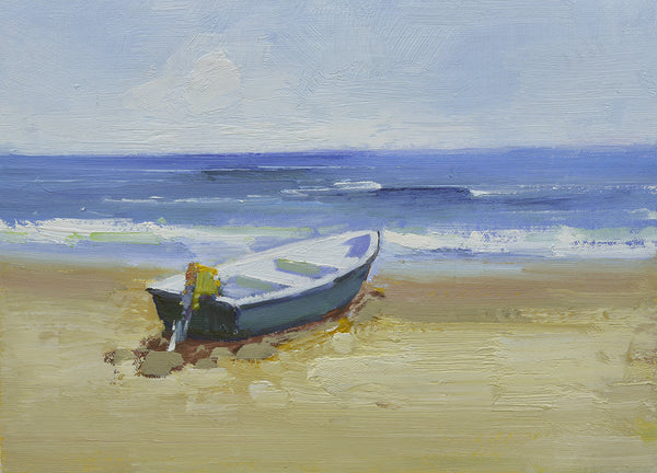 12x16 oil painting on canvas of little boat on beach 22010542 image 0