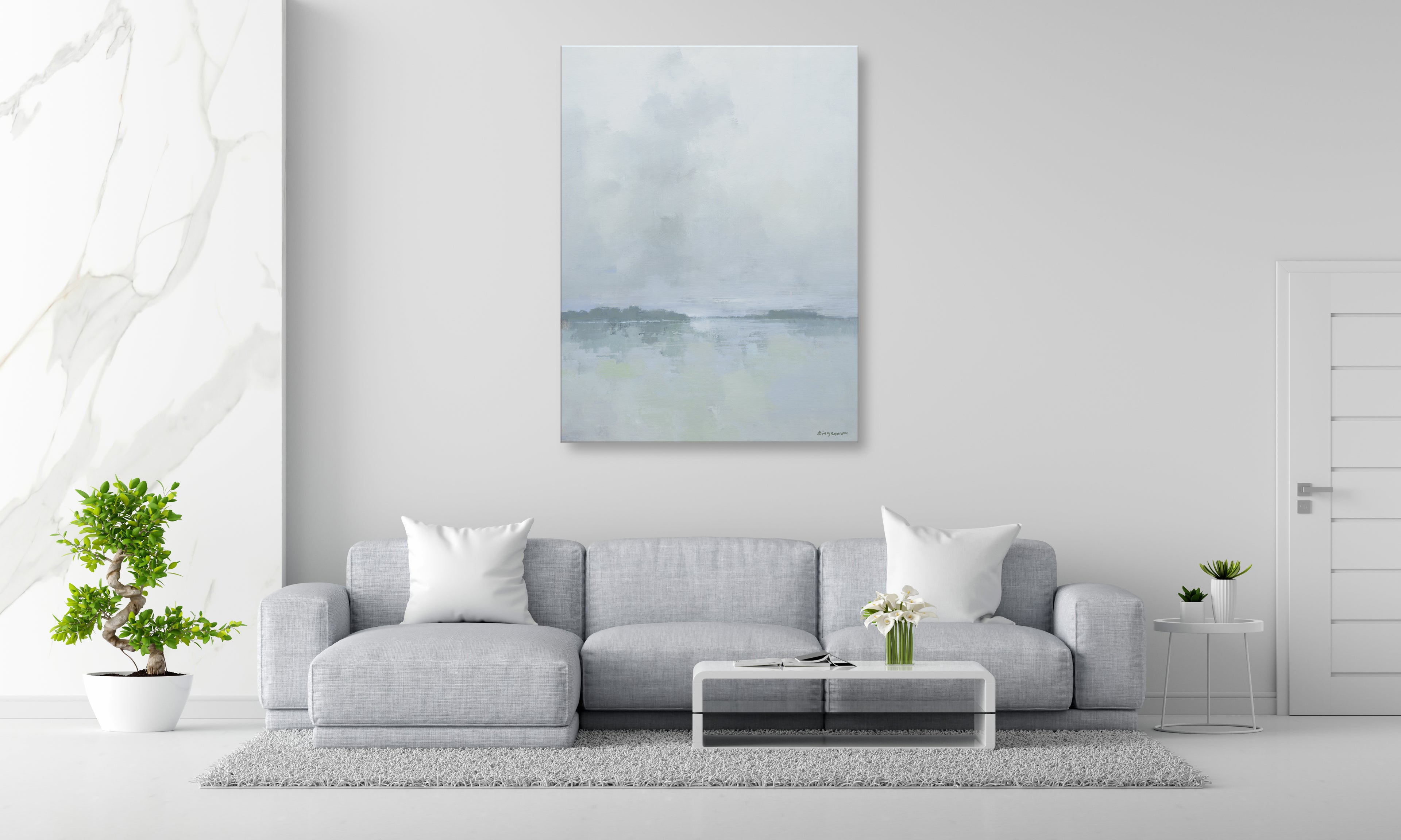 Giclée on Canvas-Modern Gray Lake Artwork P438 - 822888 image 3