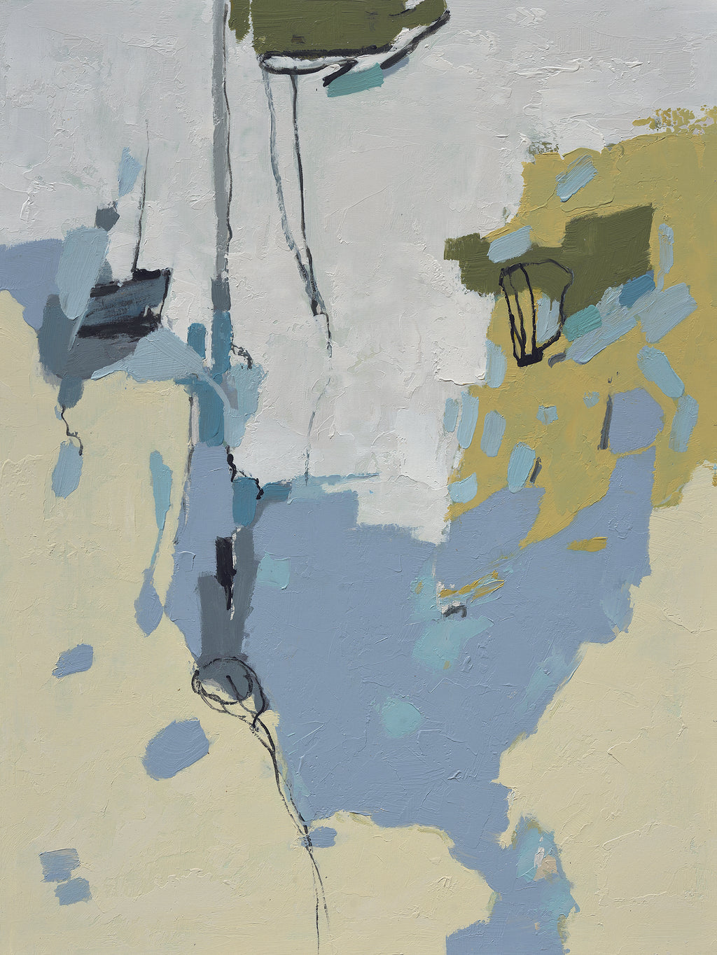 Giclée on Canvas-Modern Blue Beige &White Abstract Artwork S81912401 - A55 image 0