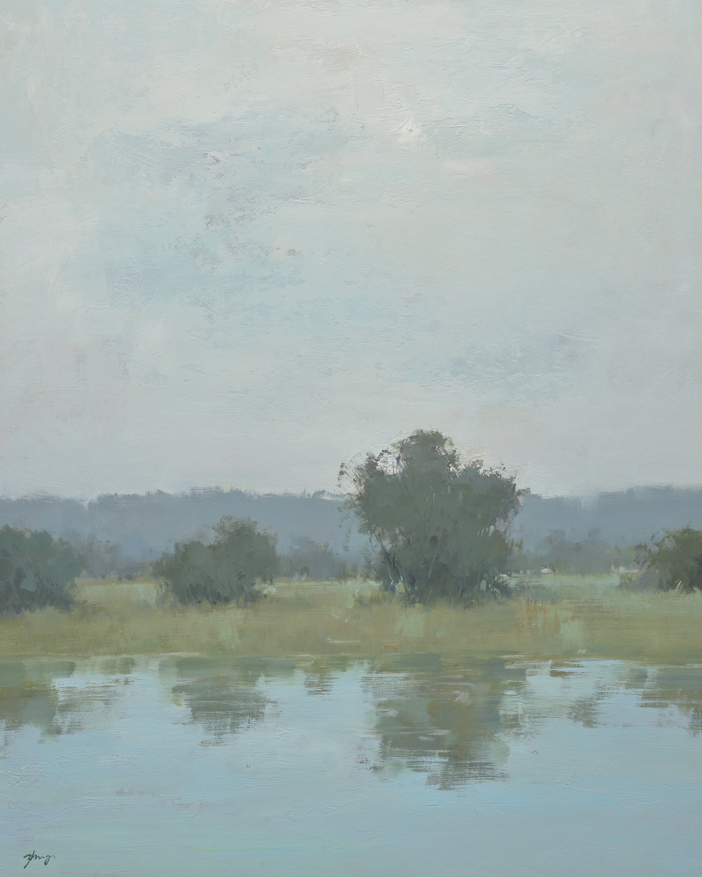 Giclée on Canvas-Modern Field Marsh Landscape Artwork G2185a image 0