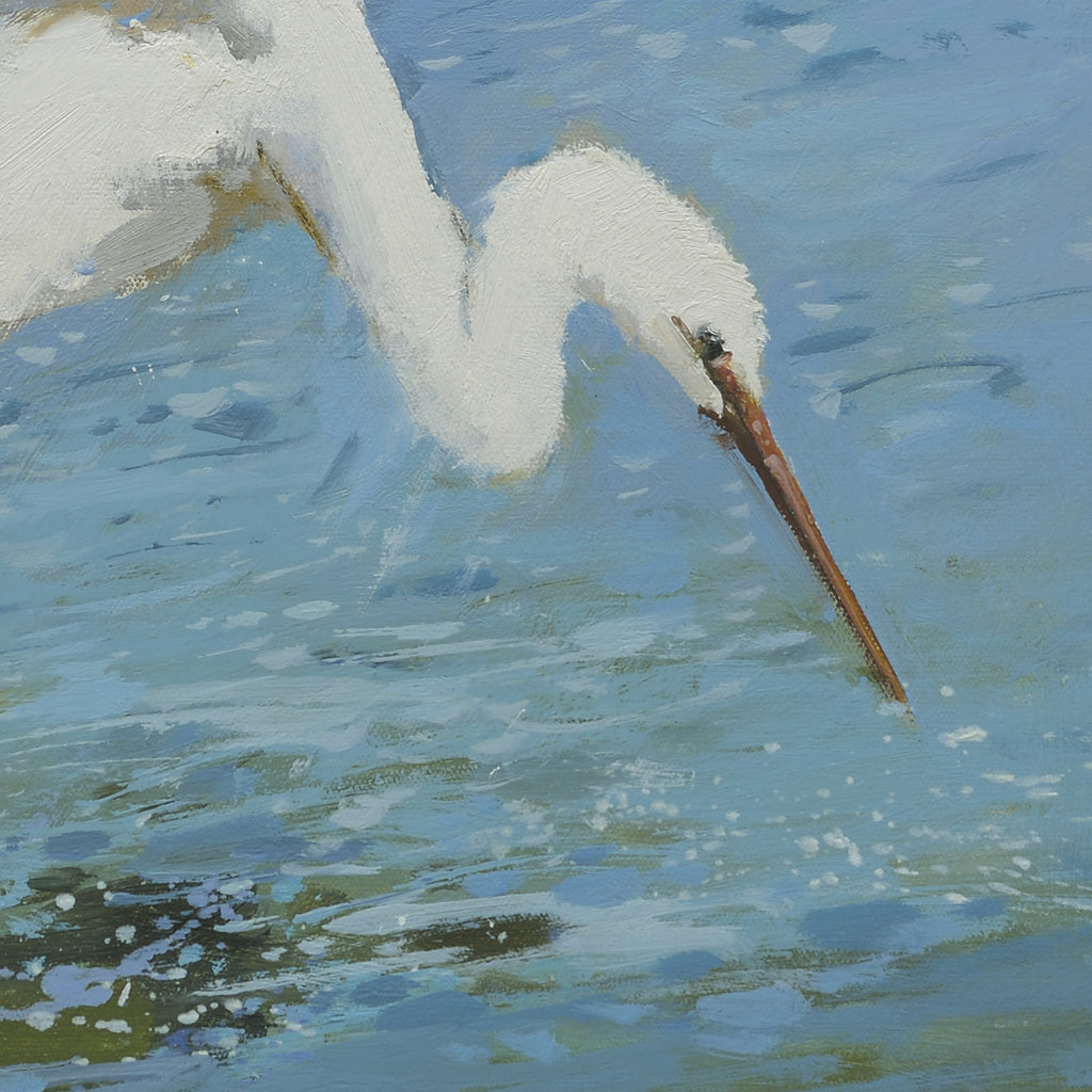 Giclee on Canvas-Contemporary Egret Seascape 42501 image 1