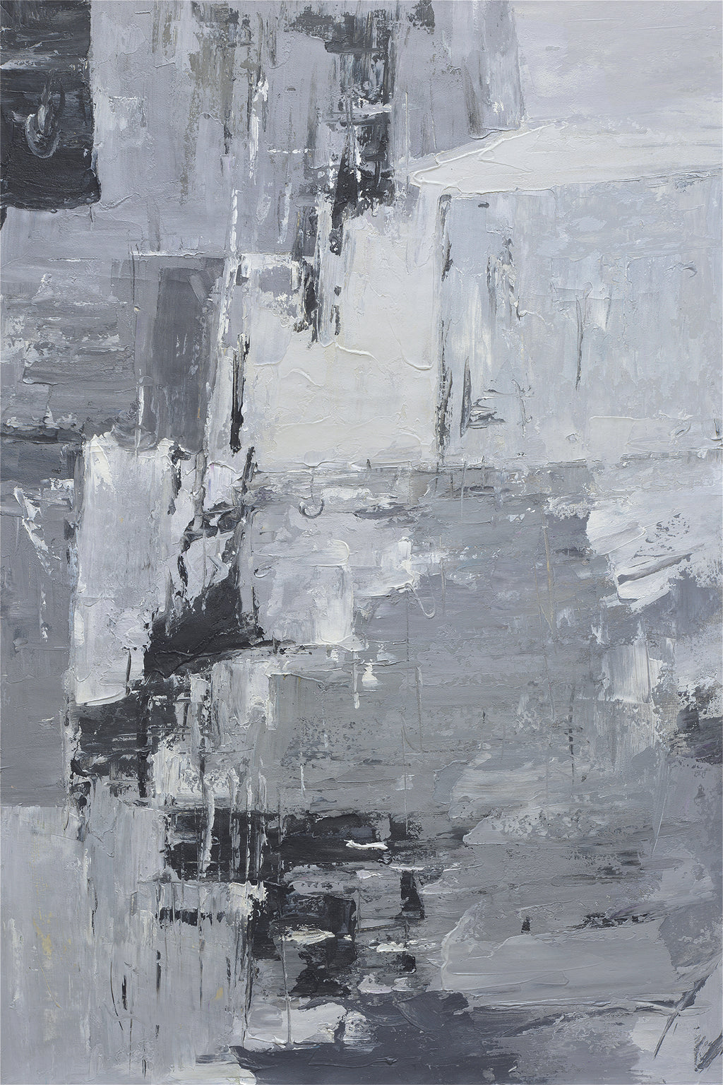 Giclée on Canvas-Modern Gray &Black Theme Abstract Artwork 9220115 image 0