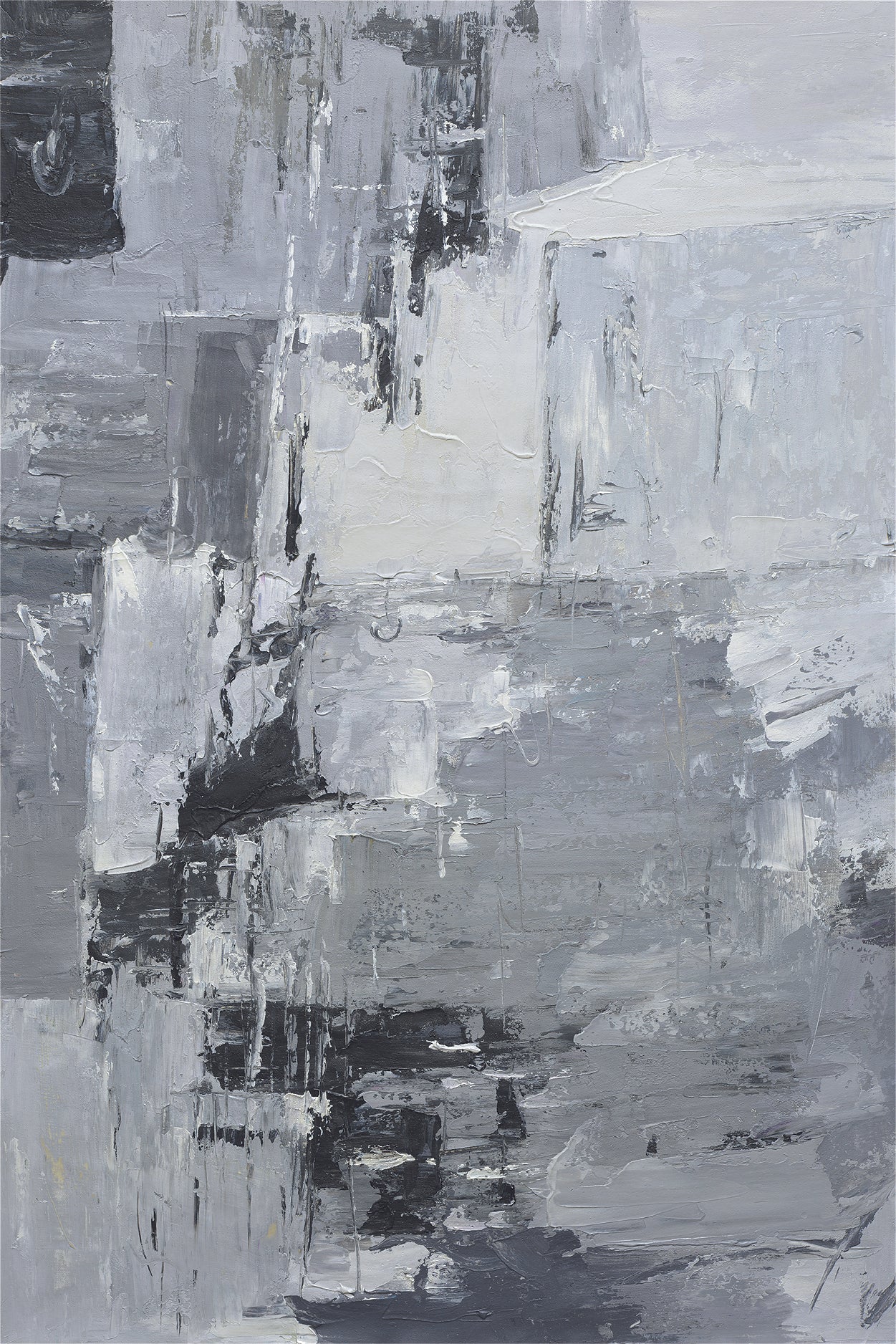 Giclée on Canvas-Modern Gray &Black Theme Abstract Artwork 9220115 image 0