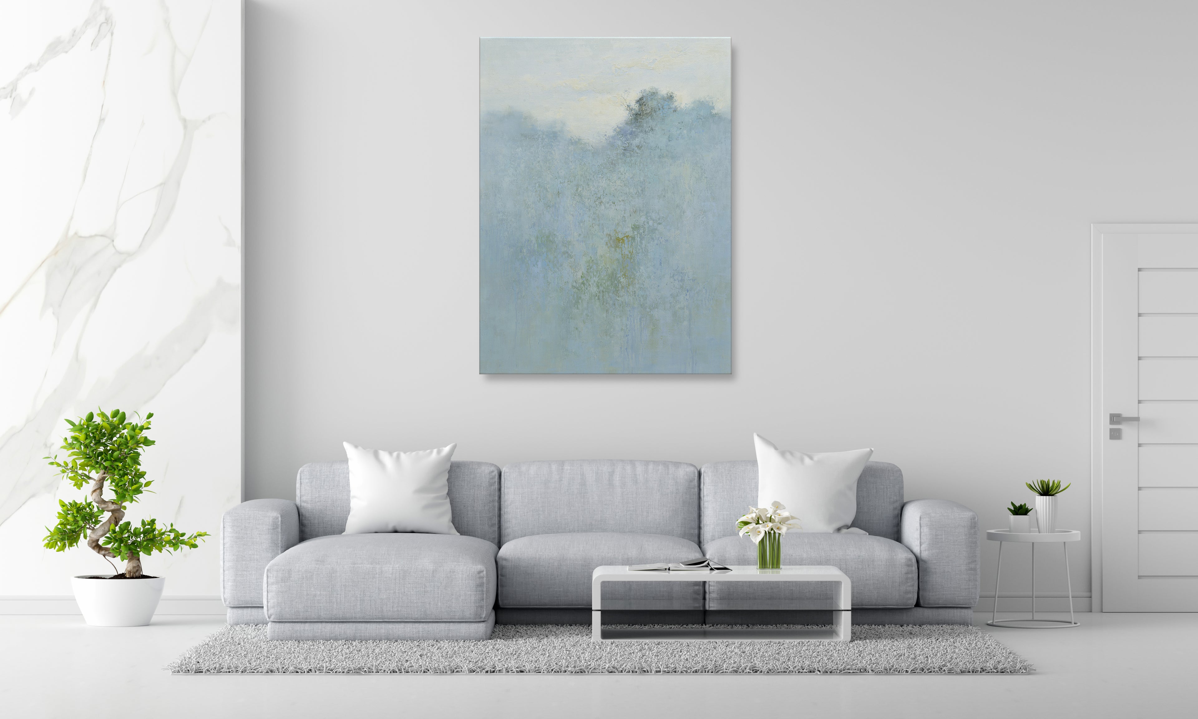 Giclée on Canvas-Modern Blue Tree Line Artwork G5904 image 3