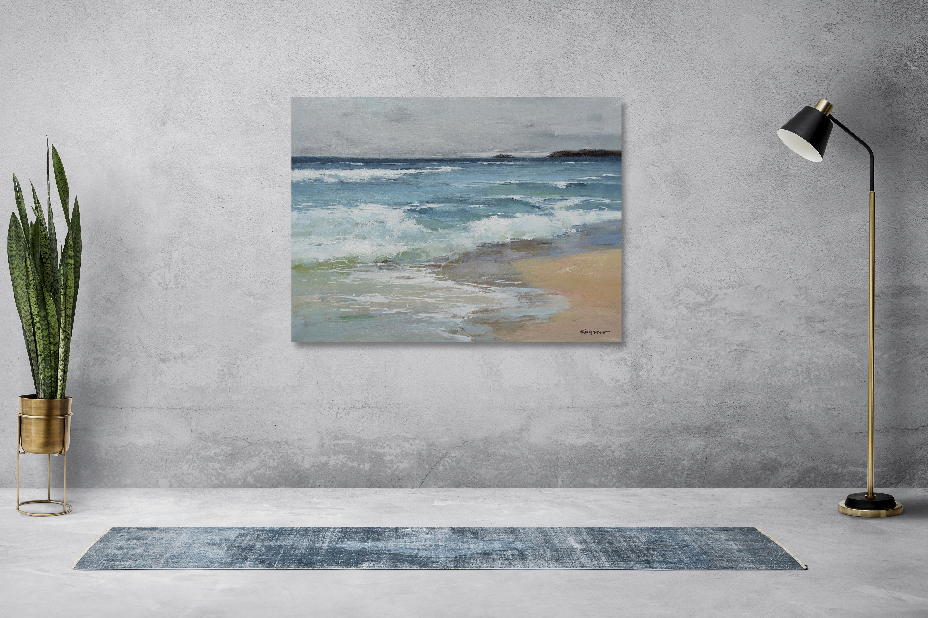 Giclee on Canvas-Modern Beach Ocean Wave Artwork 823708 image 1
