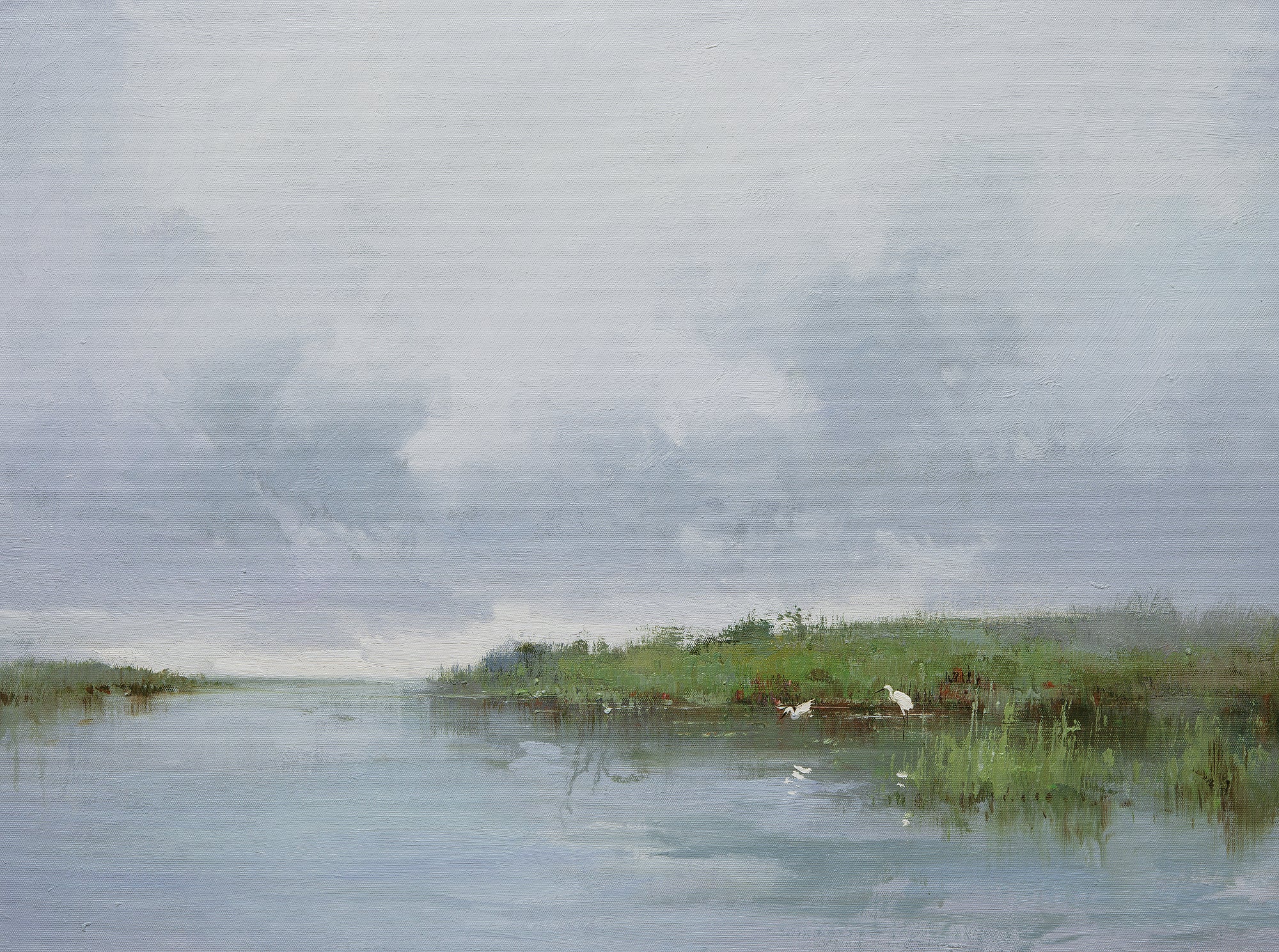 Giclee on Canvas-Modern Egrets in Open Water Artwork 823901 image 0