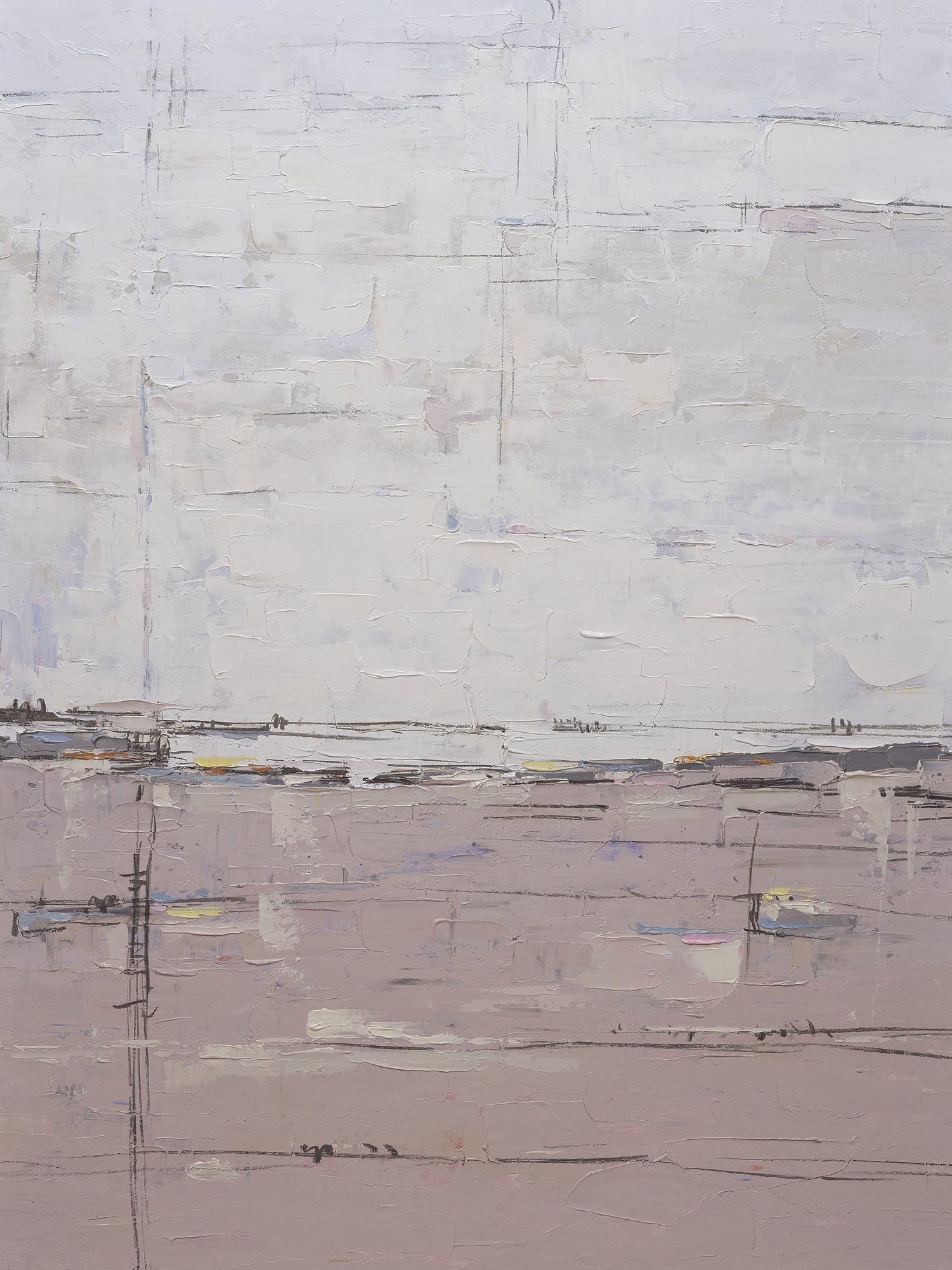 Giclée on Canvas-Modern Pink &White Abstract Artwork P68 image 0