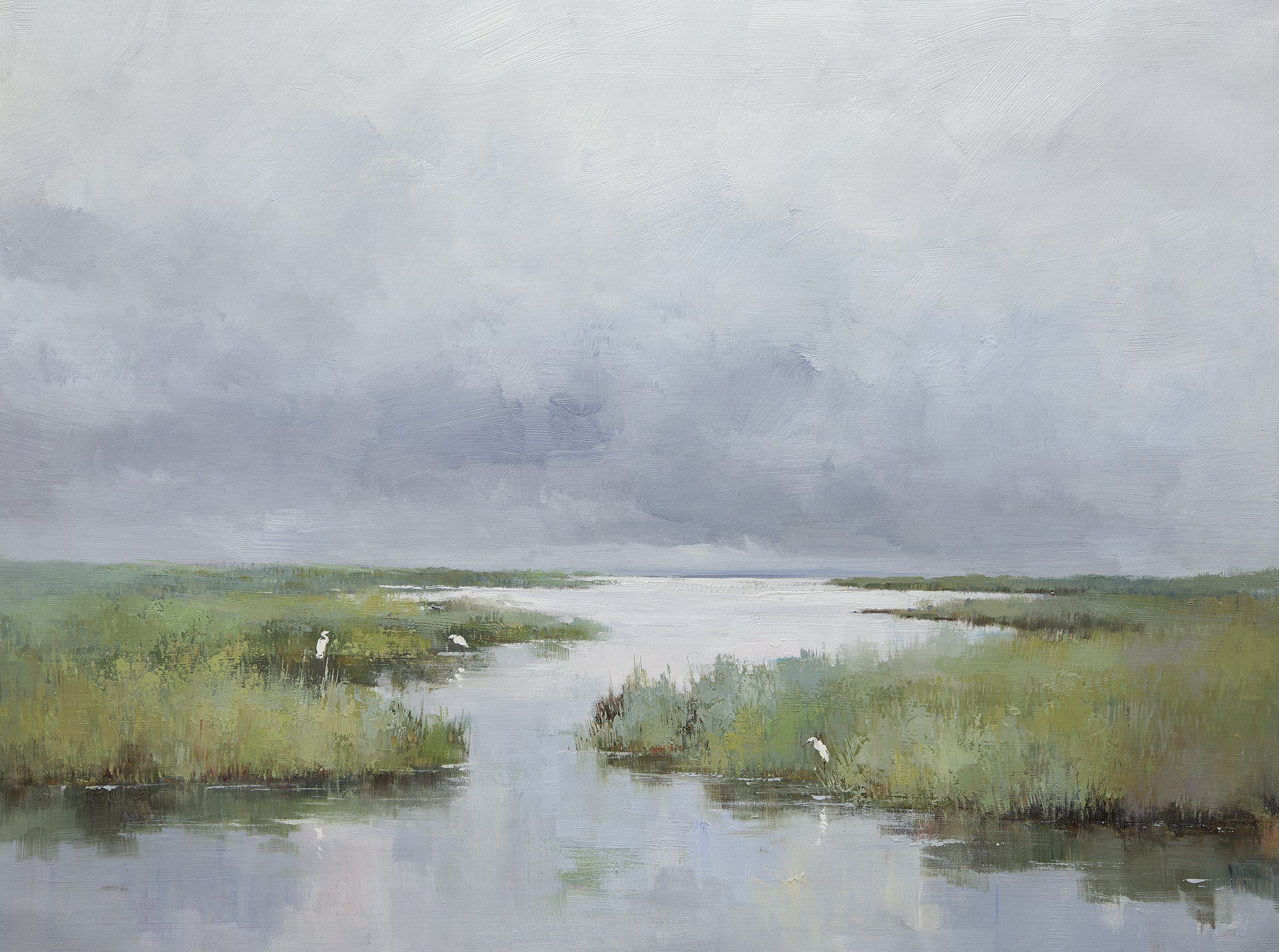 Giclee on Canvas-Modern Egrets Marsh Landscape  Artwork 823920 image 0