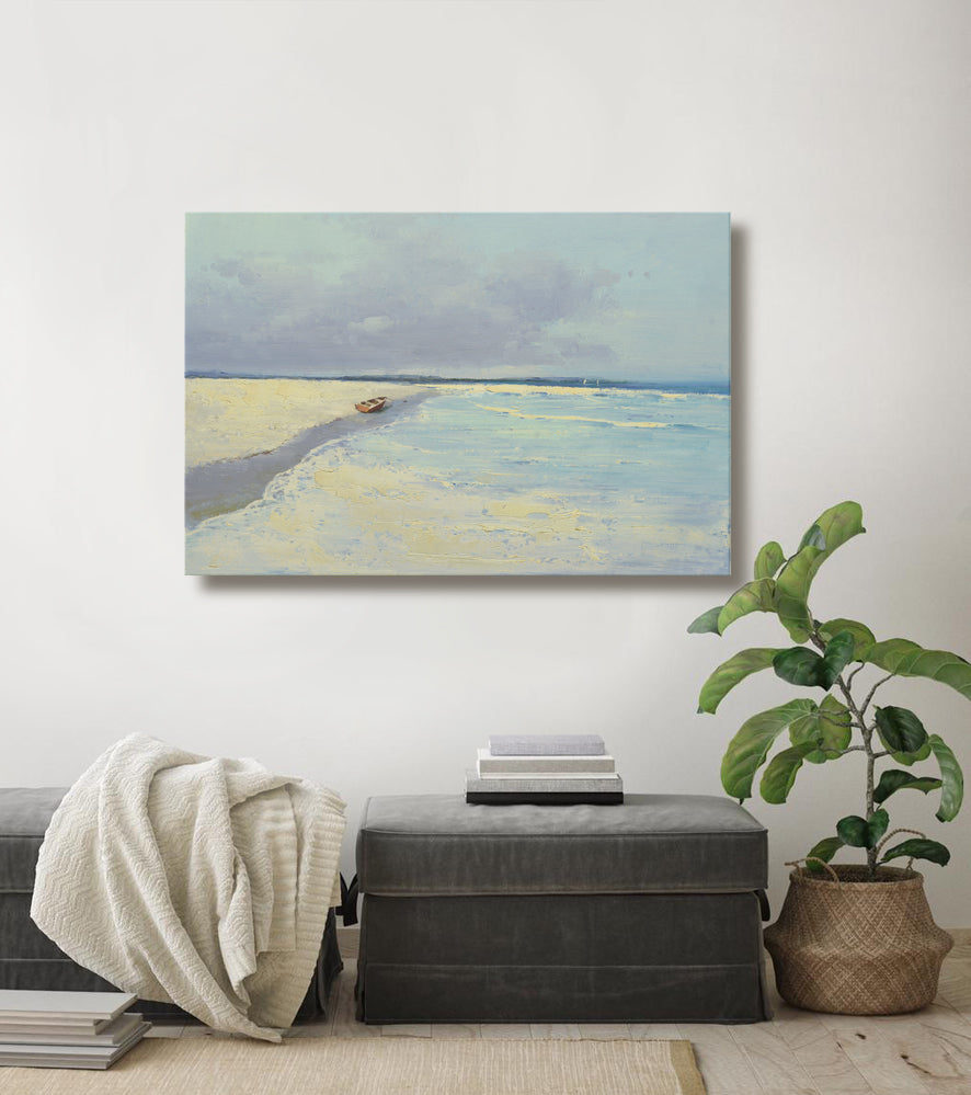 24x36 oil painting on canvas of boat on beach 41607507 image 1