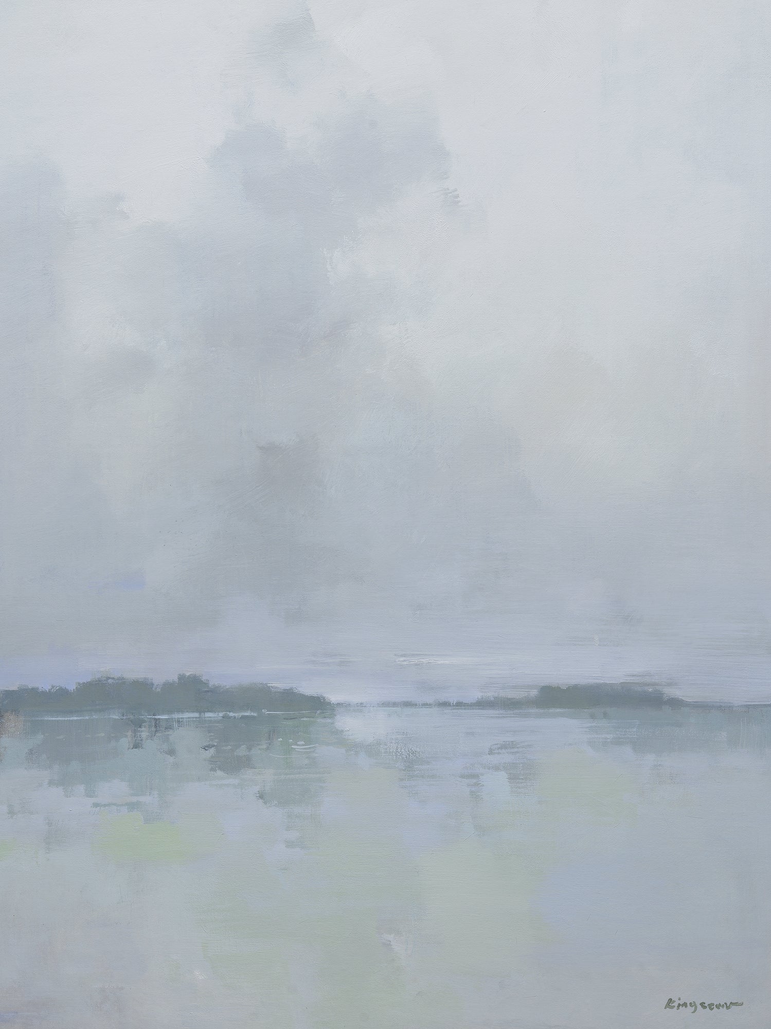 Giclée on Canvas-Modern Gray Lake Artwork P438 - 822888 image 0