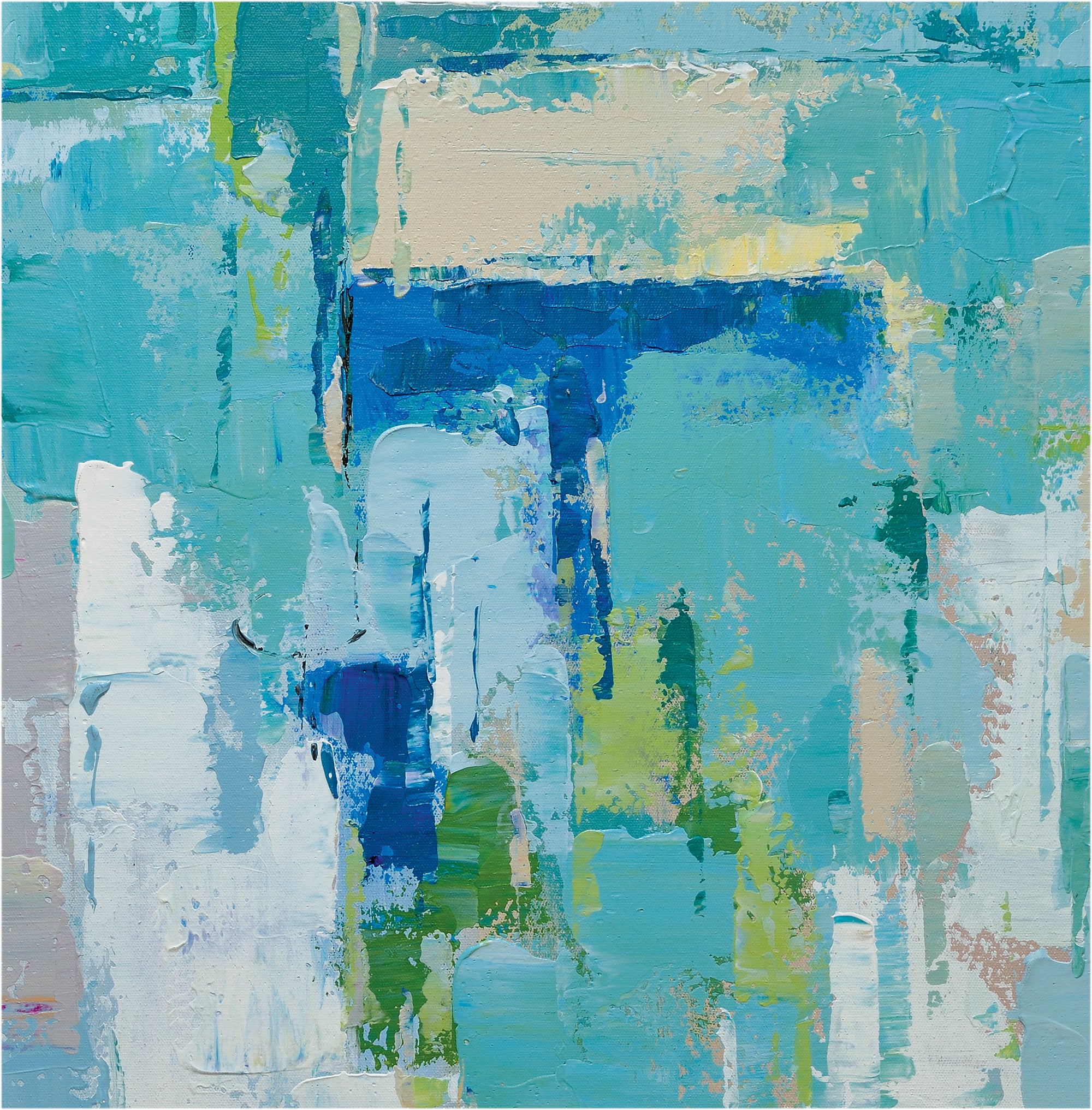 Giclée on Canvas-Modern Blue &Teal Abstract Artwork HS-81951201 image 1