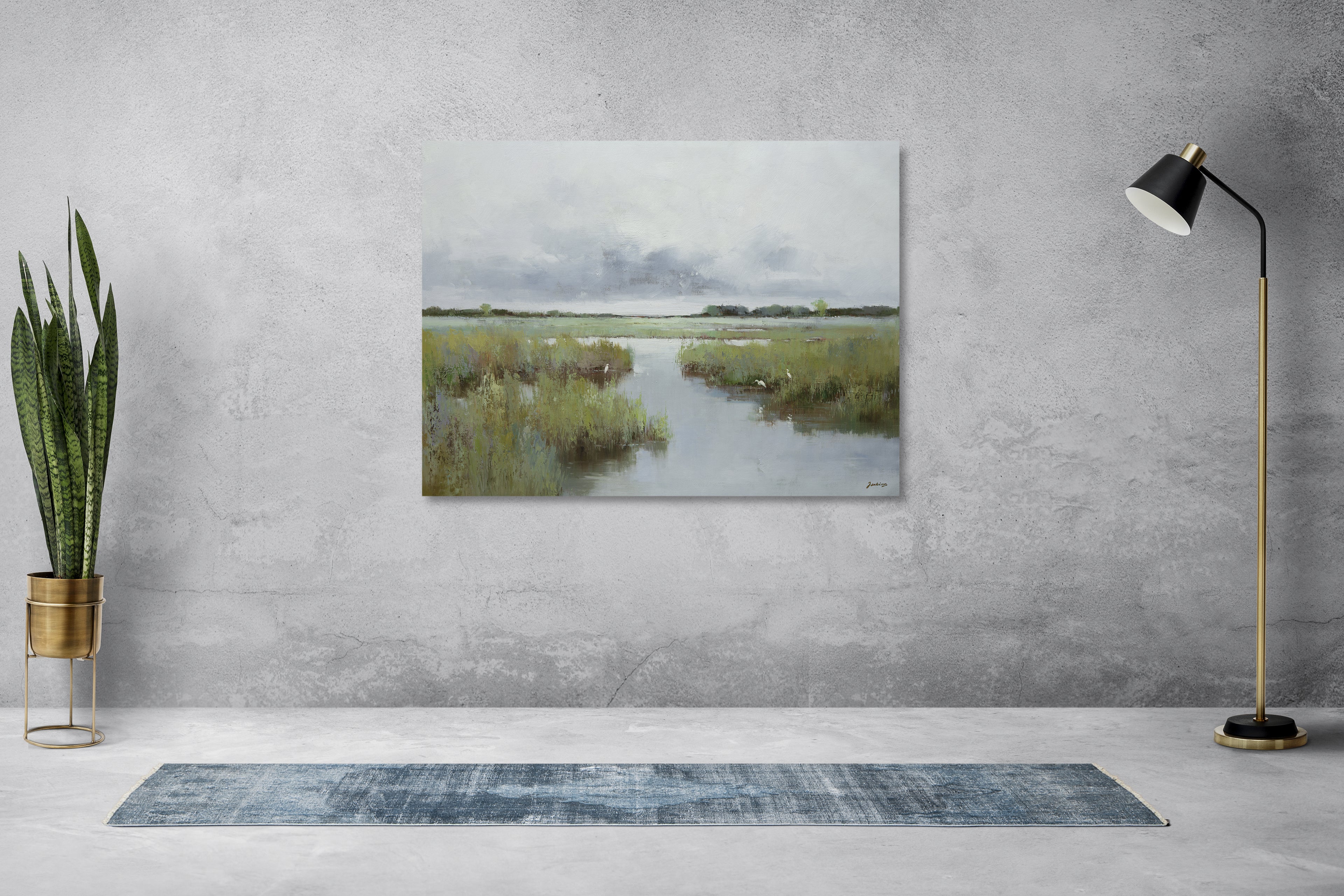 Giclee on Canvas-Modern Egrets Marsh Landscape  Artwork 823921 image 1