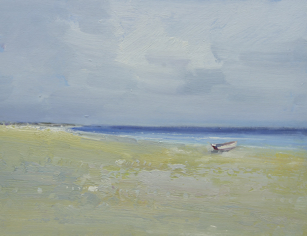 12x16 oil painting on canvas of little boat on beach 22010541 image 0
