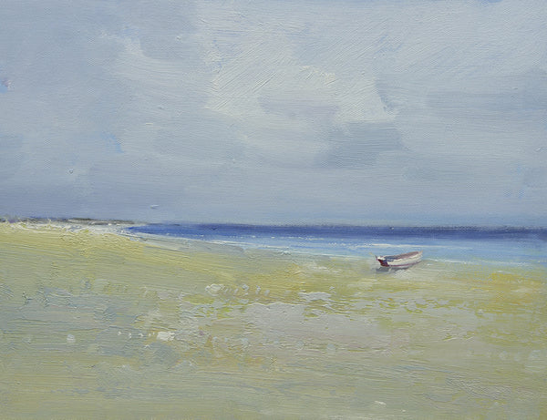 12x16 oil painting on canvas of little boat on beach 22010541 image 0