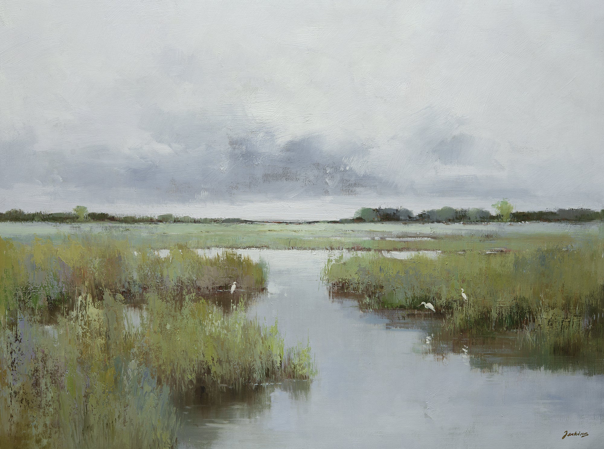 Giclee on Canvas-Modern Egrets Marsh Landscape  Artwork 823921 image 0