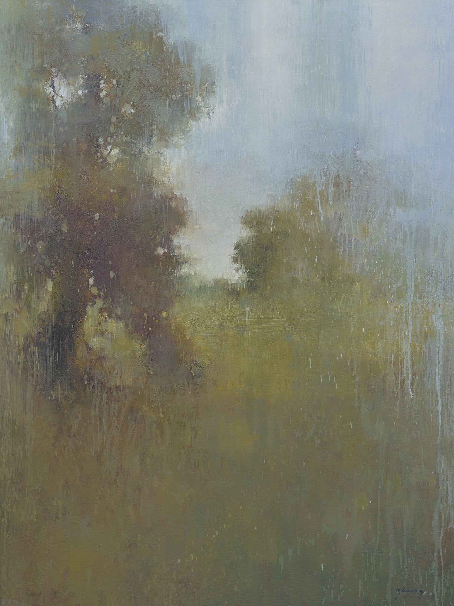 Giclée on Canvas-Modern Landscape Green Tree Artwork P332 - 8194406 image 0