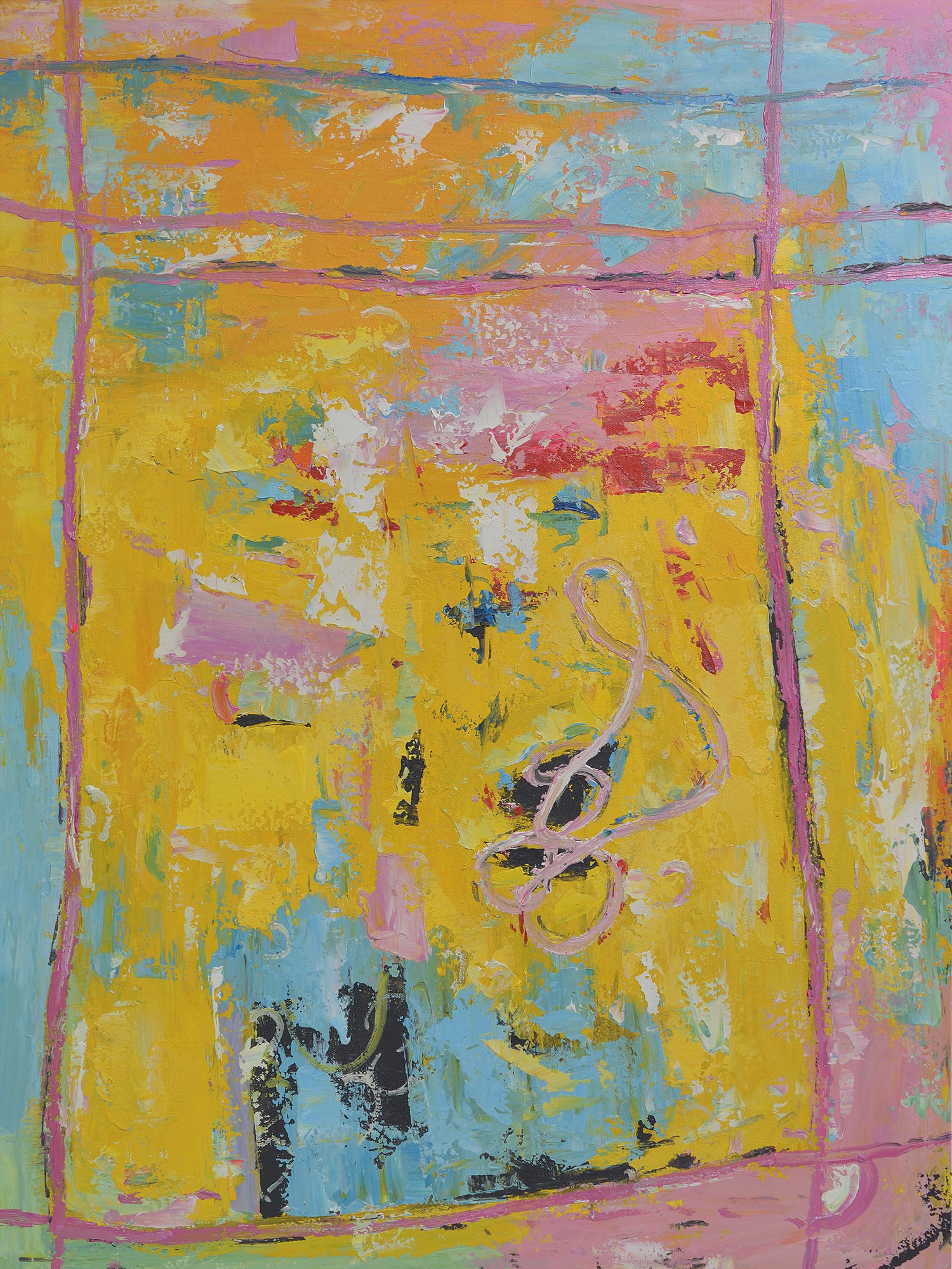 Giclée on Canvas-Modern Yellow Theme  Abstract Artwork P431 image 0