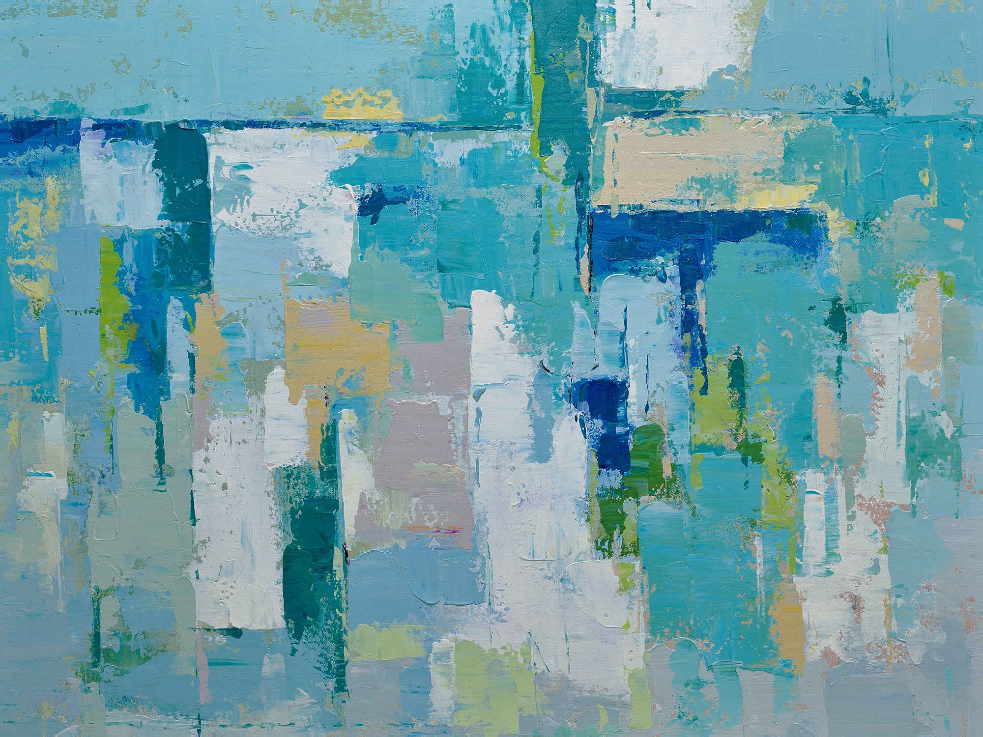 Giclée on Canvas-Modern Blue &Teal Abstract Artwork HS-81951201 image 0