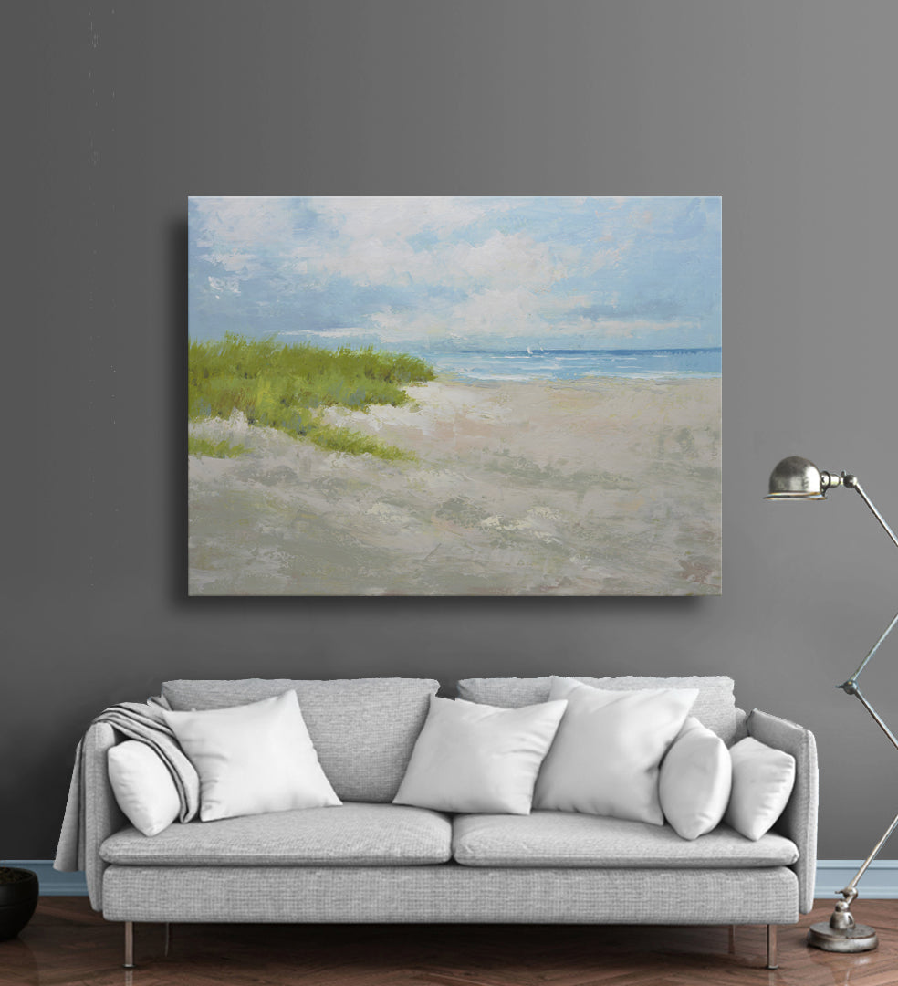 Studio Art 36X48 large oil painting of sandy beach S-81912519 image 1