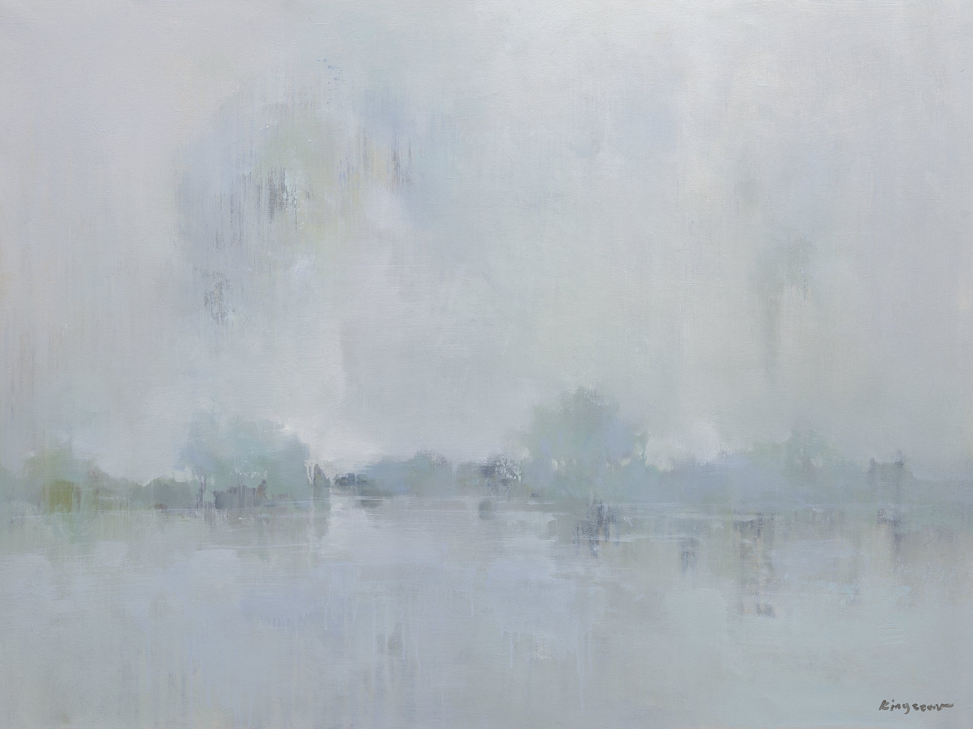 Giclée on Canvas-Modern Gray Lake Artwork P436 image 0