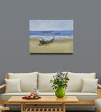 12x16 oil painting on canvas of little boat on beach 22010542 image 1